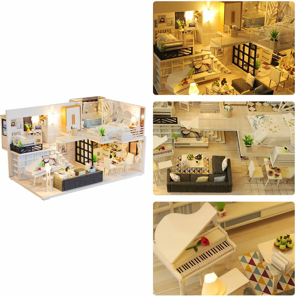 Kit per la casa in miniatura fai da te, kit creativo per la casa in 3D | Mini per la con mobili per e adolescenti, regali di compleanno e di Natale, pratico