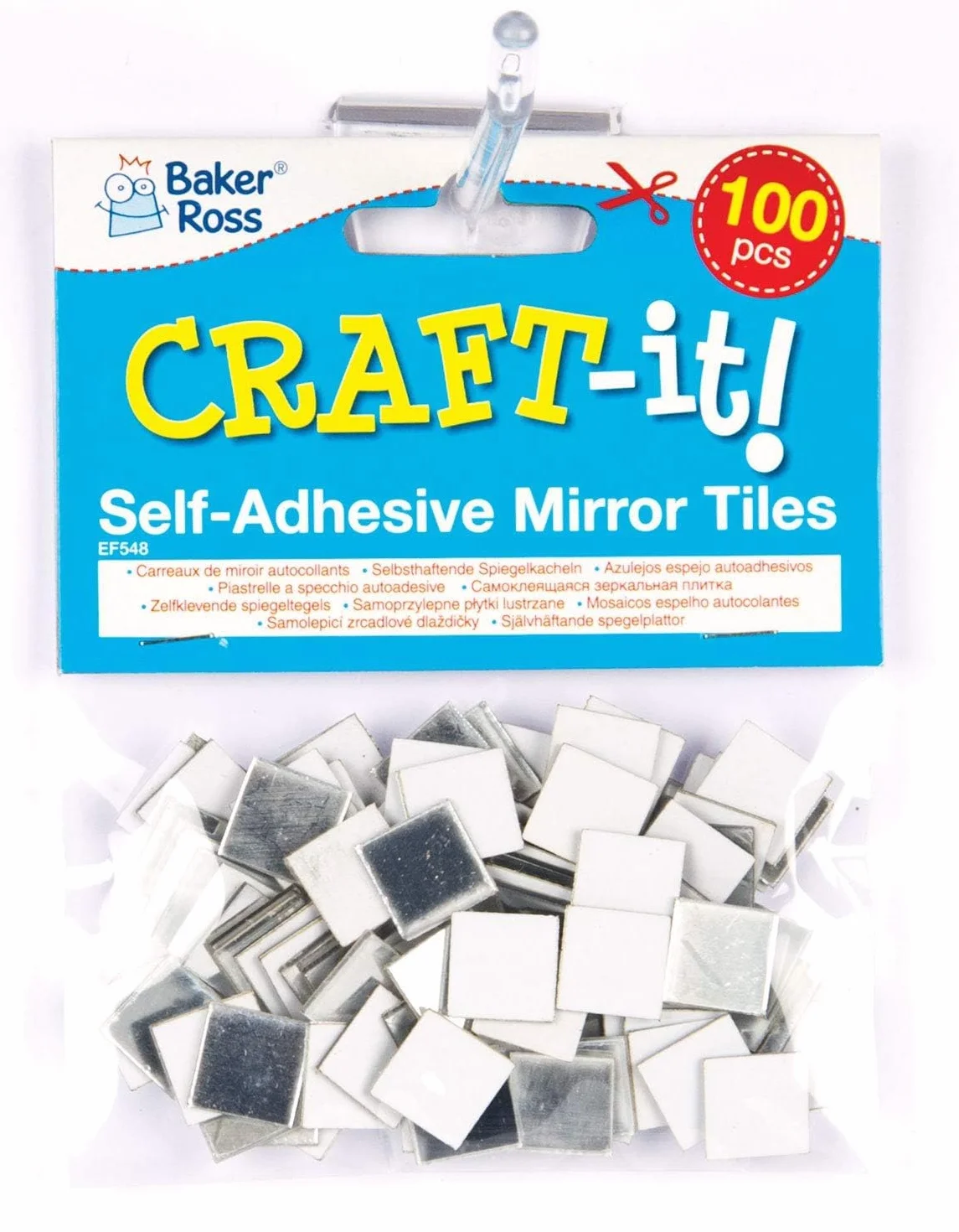 Baker Ross Tessere mosaico a specchio autoadesive per bambini (confezione da 100)