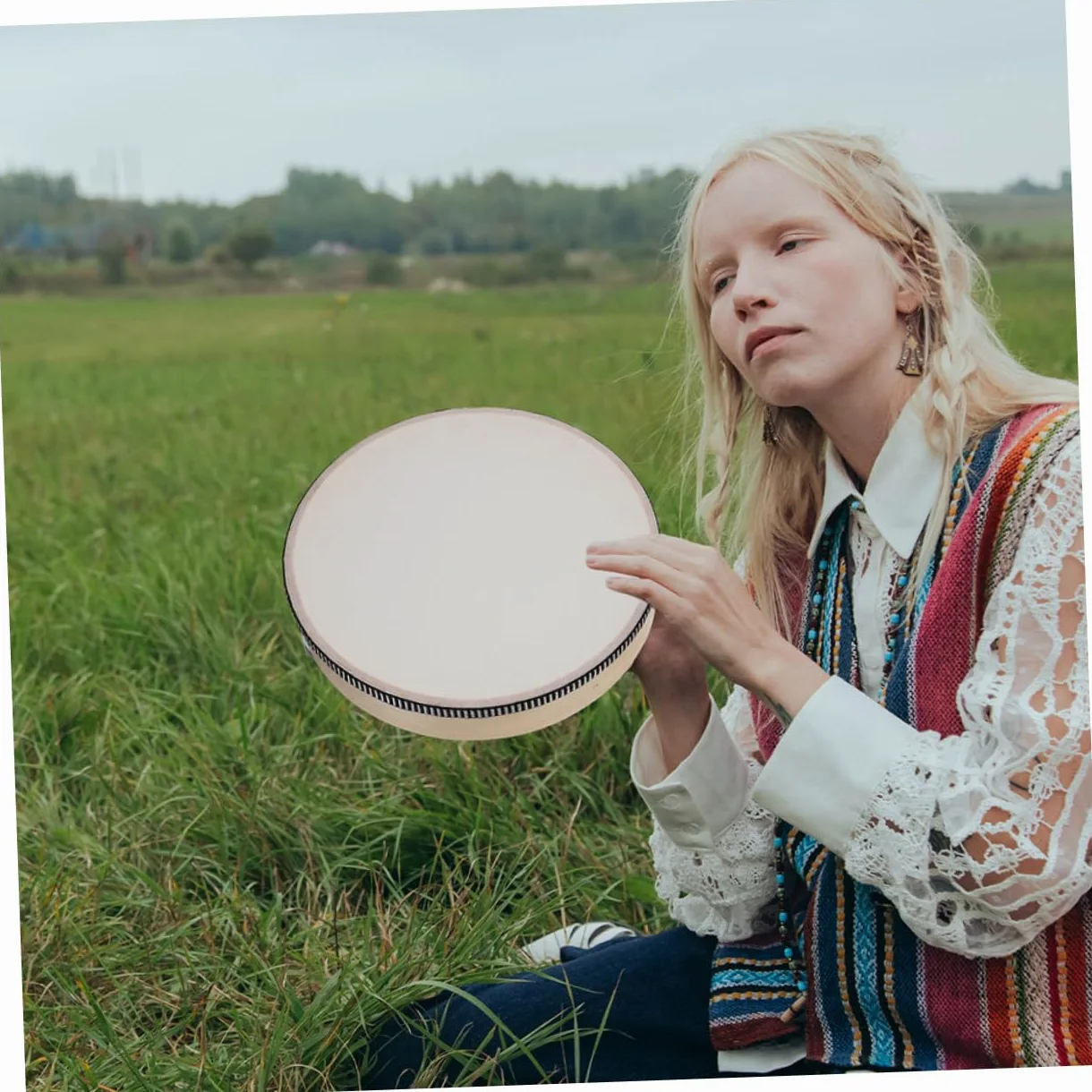 SUPVOX Tamburello Musicale in Legno 3 Pezzi Set Hand Drum Percussione Facile da Tenere Design Rotondo per Performance ed Educazione Ragazzo Ragazza e Adulti