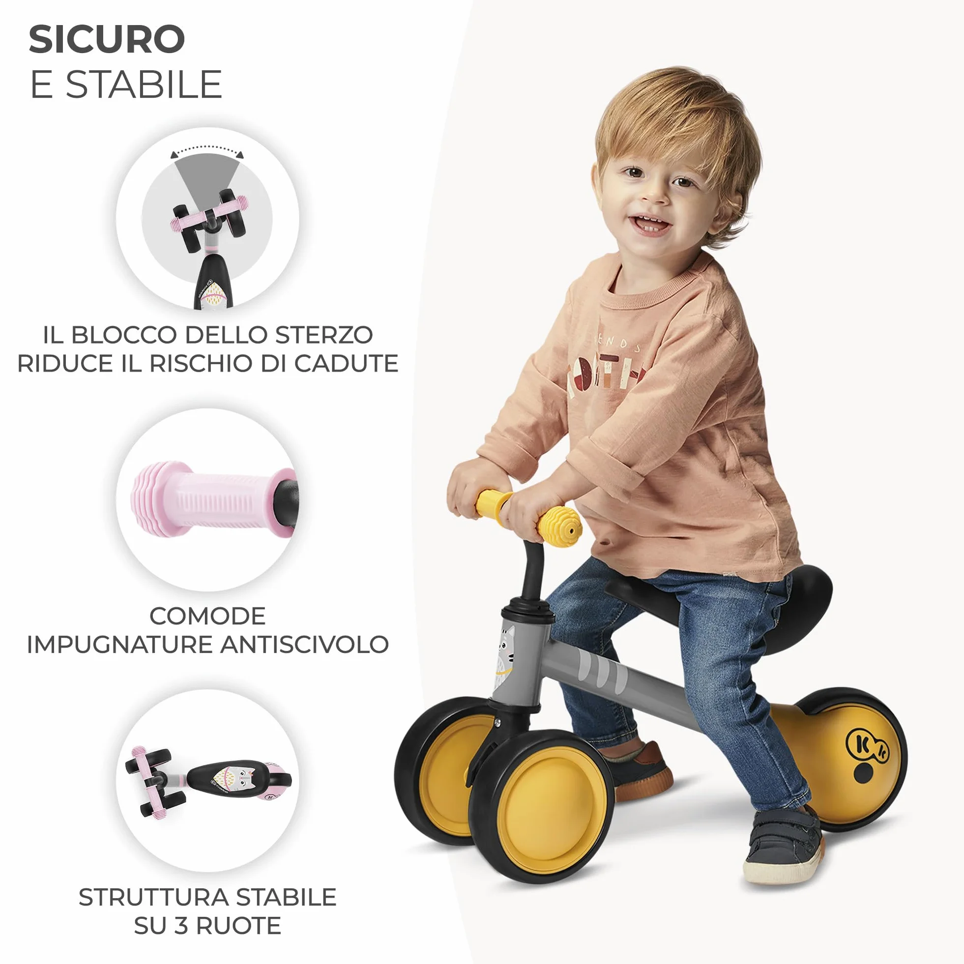 Kinderkraft Bici senza Pedali CUTIE, Bicicletta in Metallo, Sella Regolabile, Leggero Triciclo, da 1 Anno, Rosa