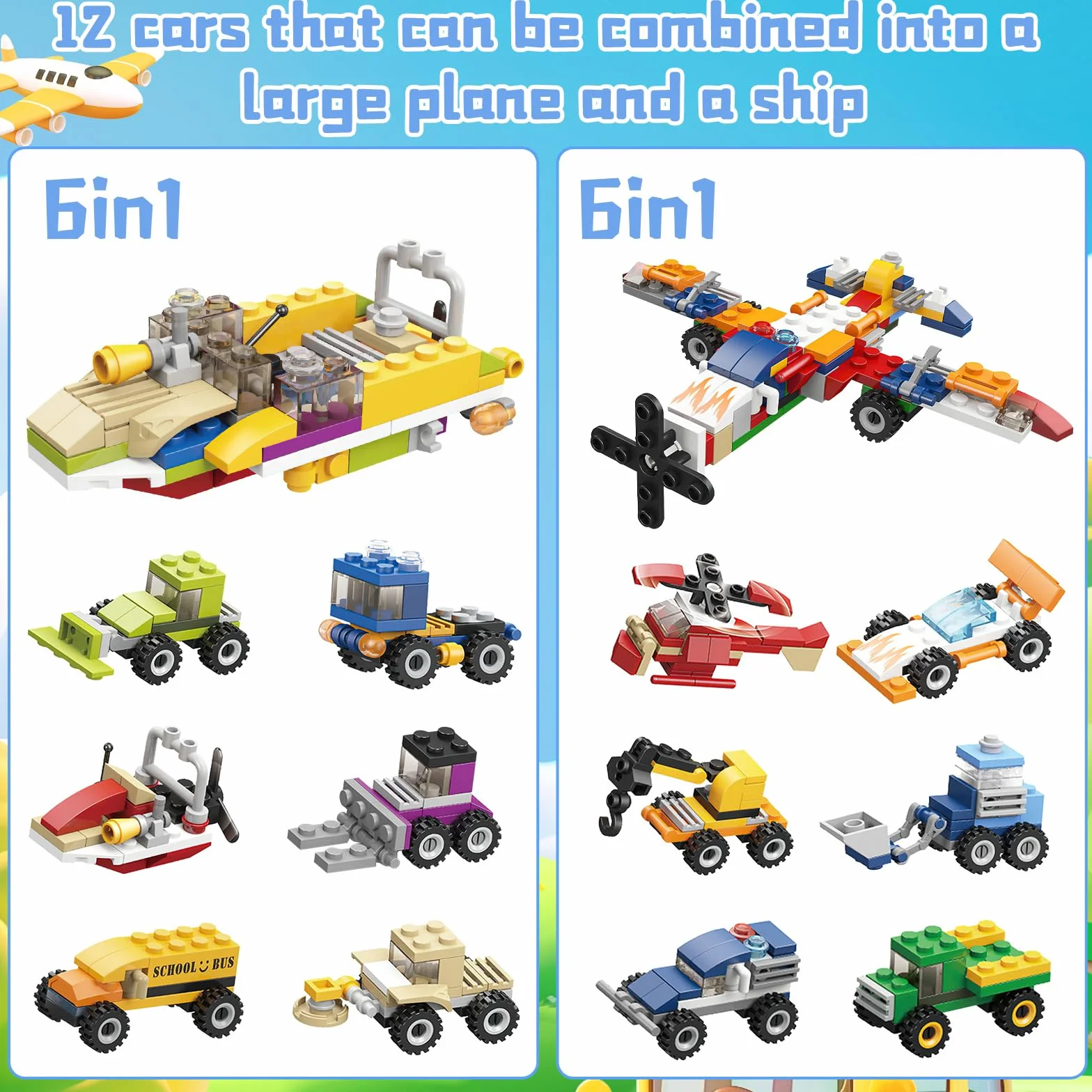 dellyy 12 Pezzi Easter Eggs Bambini, Regalo Pasqua Bambini, Uovo di Pasqua con Blocchi da Costruzione di Auto, Idee Regalo Pasqua, Uova Giocattolo per Bambini, per Caccia alle Uova (Veicoli)