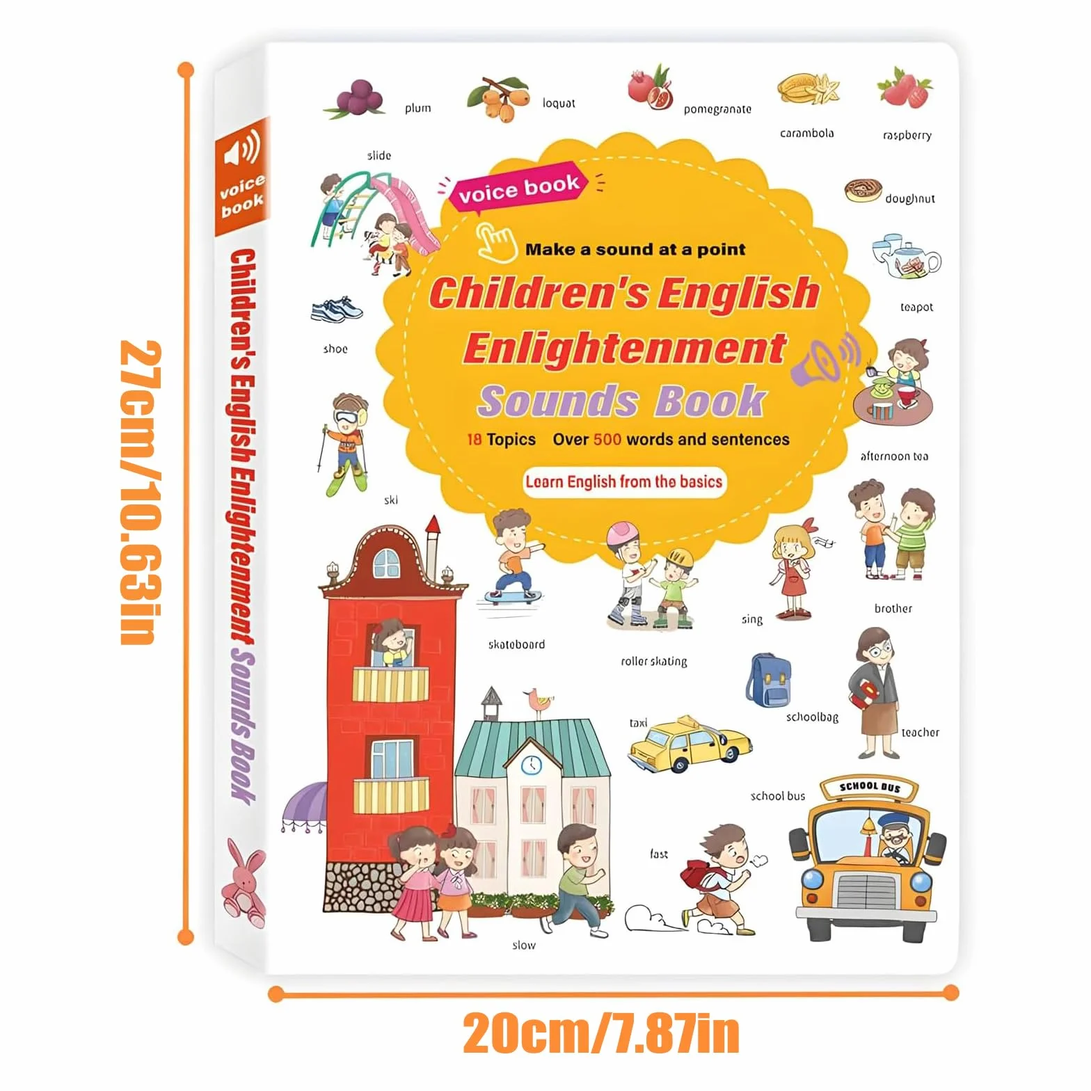 Libro di Apprendimento Audio di 500 Parole in Inglese, Libro Sonoro Interattivo per Bambini con 18 Temi Quotidiani, Giocattolo Educativo Divertente per Bimbi dai 2 ai 6 Anni