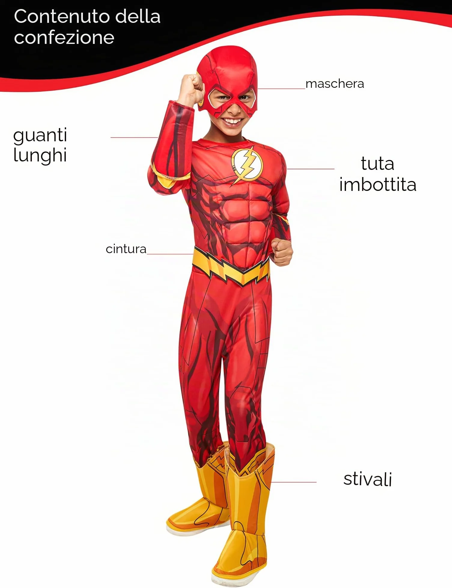 Rubie's Costume ufficiale DC Superhero The Flash Deluxe per bambini
