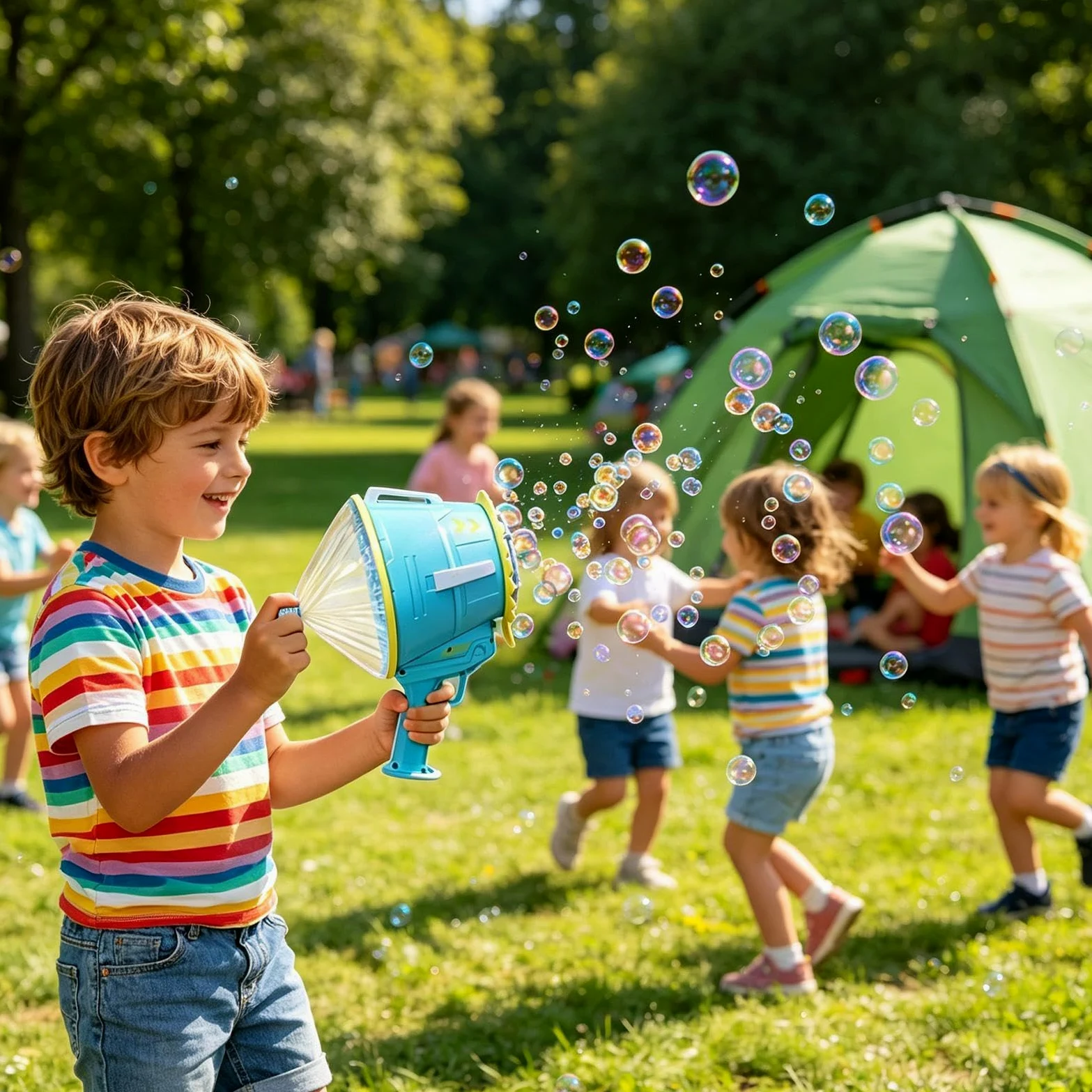 Macchina Bolle Giocattolo da Giardino Portatile | Macchina Per Bolle Da Esterno per Ragazzi Asilo Feste Vacanze Giardino Picnic Spiaggia Estivi Giochi