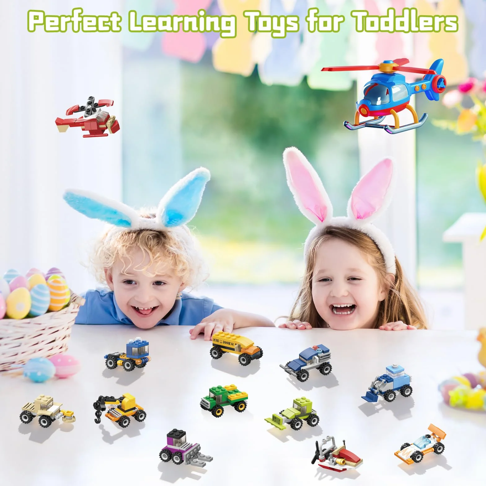 dellyy 12 Pezzi Easter Eggs Bambini, Regalo Pasqua Bambini, Uovo di Pasqua con Blocchi da Costruzione di Auto, Idee Regalo Pasqua, Uova Giocattolo per Bambini, per Caccia alle Uova (Veicoli)