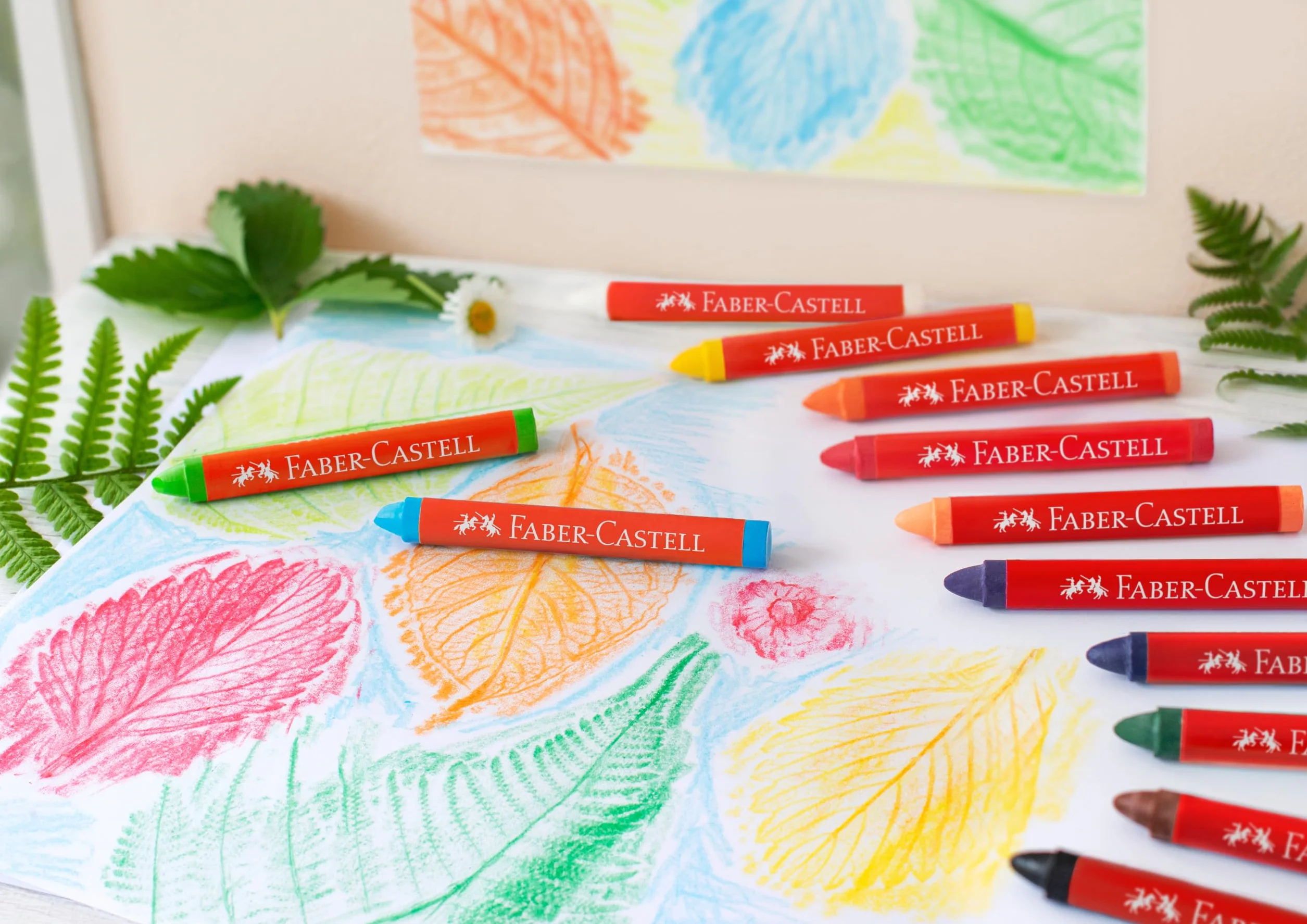 FABER-CASTELL 120024 - Pastelli a cera triangolari, 24 pastelli a cera per bambini e adulti