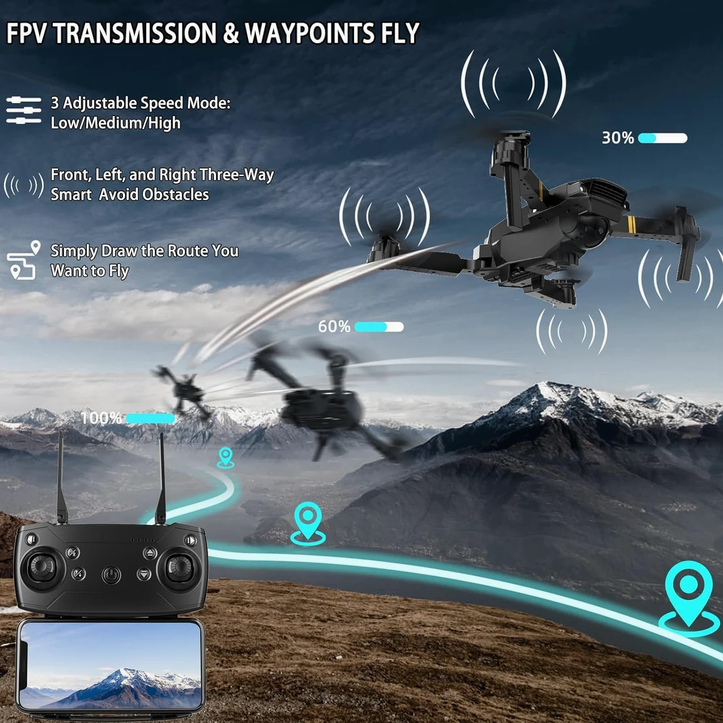 ILYPOP SHOP Drone 4K con doppia fotocamera, video live, mantenimento altitudine, decollo/atterraggio facile, 3D Flip. Ideale per principianti e professionisti. Regalo perfetto per ragazze e ragazzi