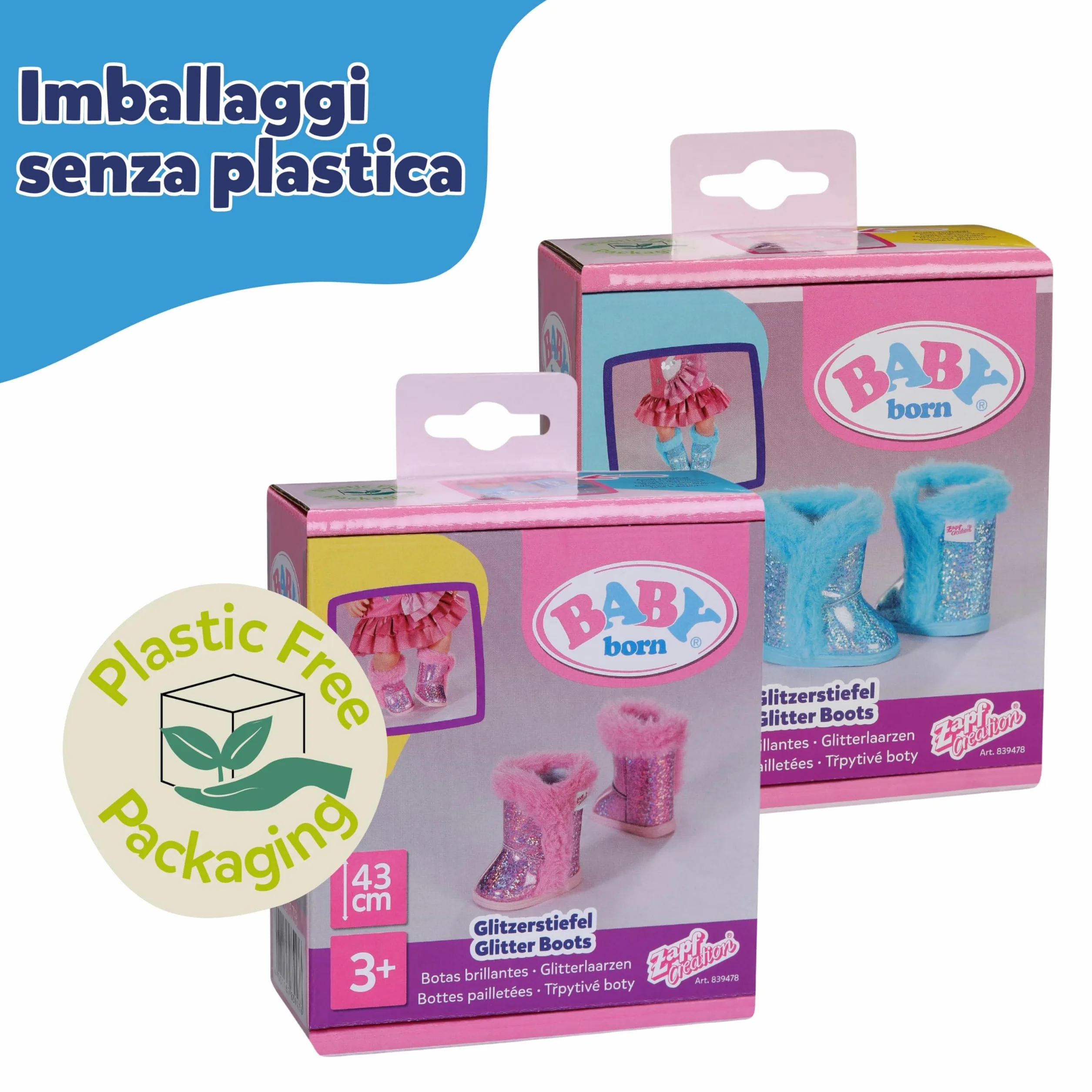BABY born Stivaletti Glitter – 1 paio di scarpe per bambola in due design possibili – Selezione casuale del modello – Adatti a tutte le bambole da 43 cm – Accessorio per bambole di alta qualità
