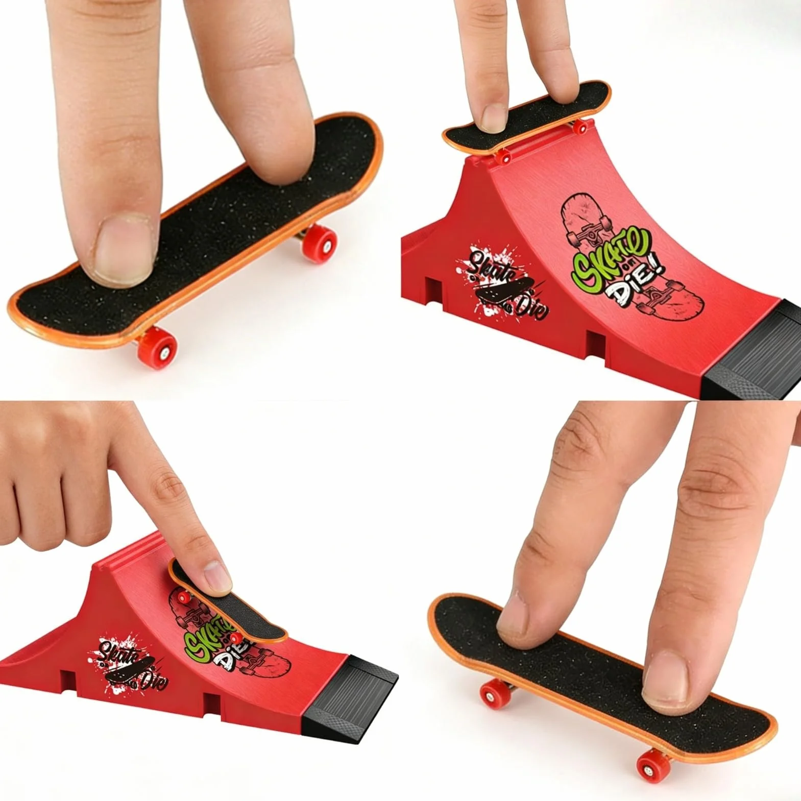 Set di Fingerboard e Rampa, Mini Skateboard da Dita con Rampa e Accessori, Fai da te Tech Deck Fingerboard Park Kit Regalo per Bambini (E)