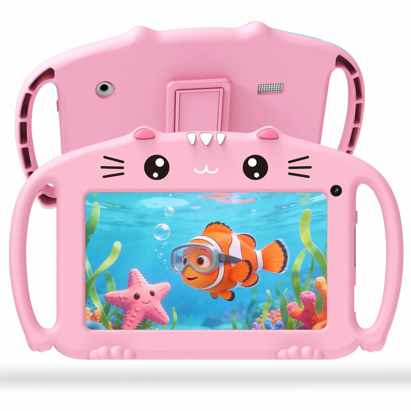 ascrecem Tablet 7 Pollici Android Tablet Bambini con WiFi Bluetooth Controllo Parentale Quad Core 2GB RAM 32GB ROM Giochi Educativi Preinstallati 3 a 14 anni Ragazza(Pink)
