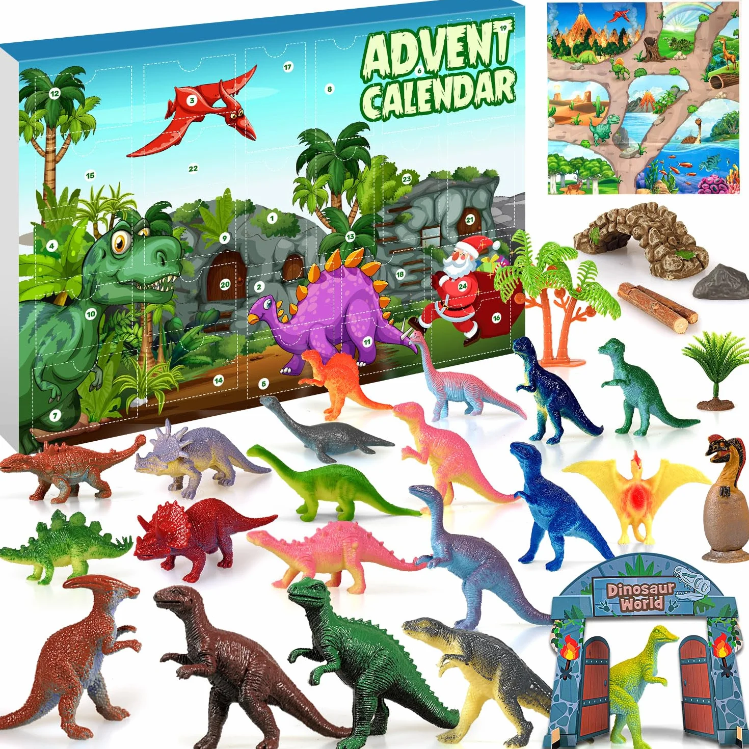 iZoeL Calendario Avvento Dinosauri Calendario Avvento 2026 Regalo Natale Dinosauro Modello, Regali di Natale per Dinosauri/Soprammobili Appassionati Collezionisti