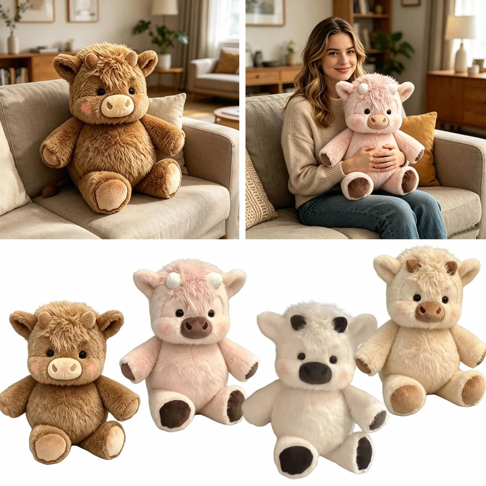 Pupazzo Che Corre – 60cm Adorabile Animale Peluche Mucche Pelosa Per Alleviare Lo Stress, Peluche Che Corre Vitello Che Corre Per Ragazzi E Ragazze, Cuscini In Peluches (Pink, 60, Centimetri)