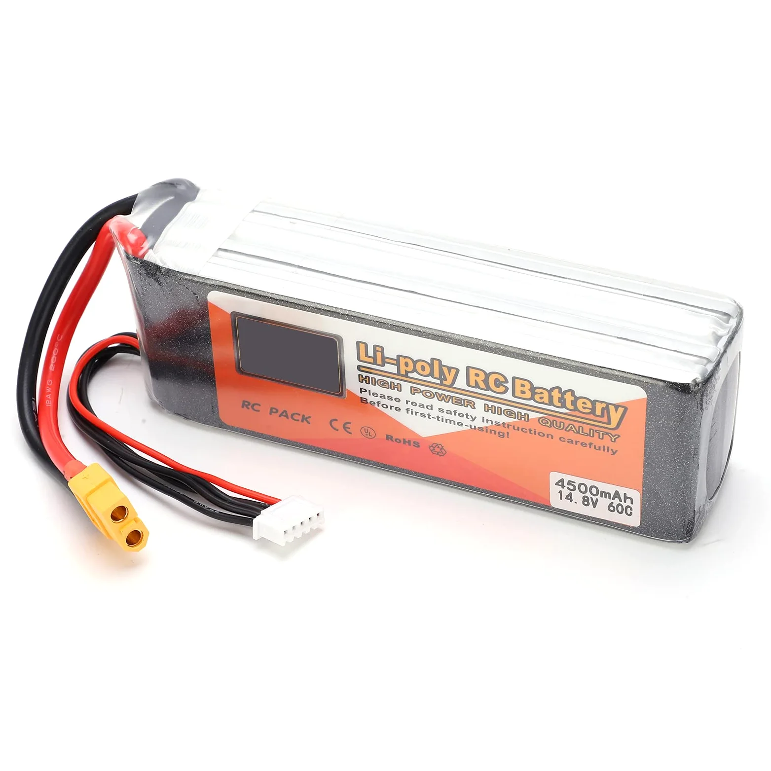Cryfokt Batteria Lipo da 14,8 V 4500 MAh Batteria RC Durevole Ad Alte Prestazioni per Auto RC Barche Droni 135x42x35mm
