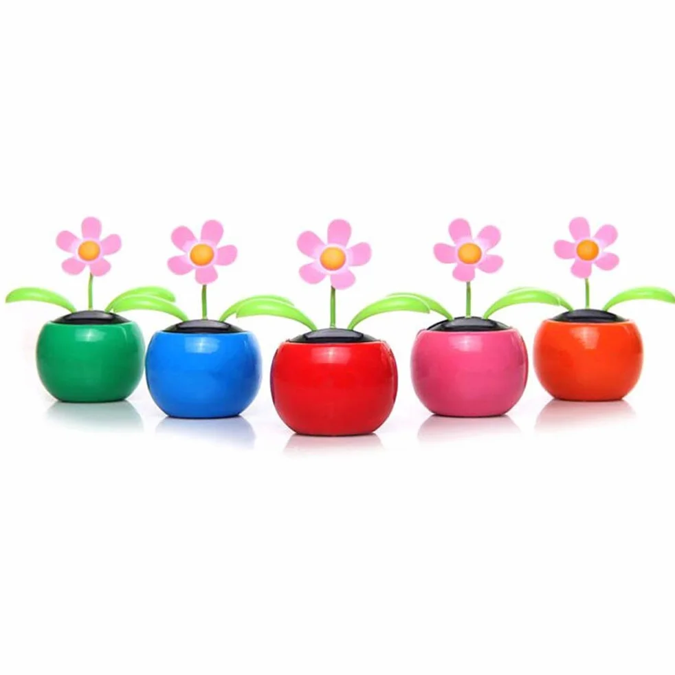 Fiori danzanti a energia solare 4 pezzi, decorazione da scrivania in plastica