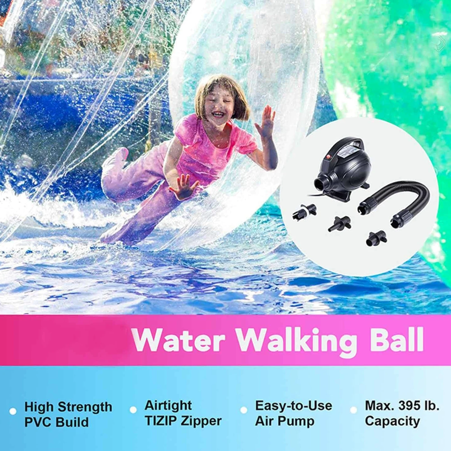 Palla Gonfiabile Gigante con Bolle d'Acqua, Pallone da Spiaggia Gonfiabile Oversize, Palla in Gomma Morbida riempita d'Acqua per Feste in Piscina, Spiaggia all'aperto (2 m)