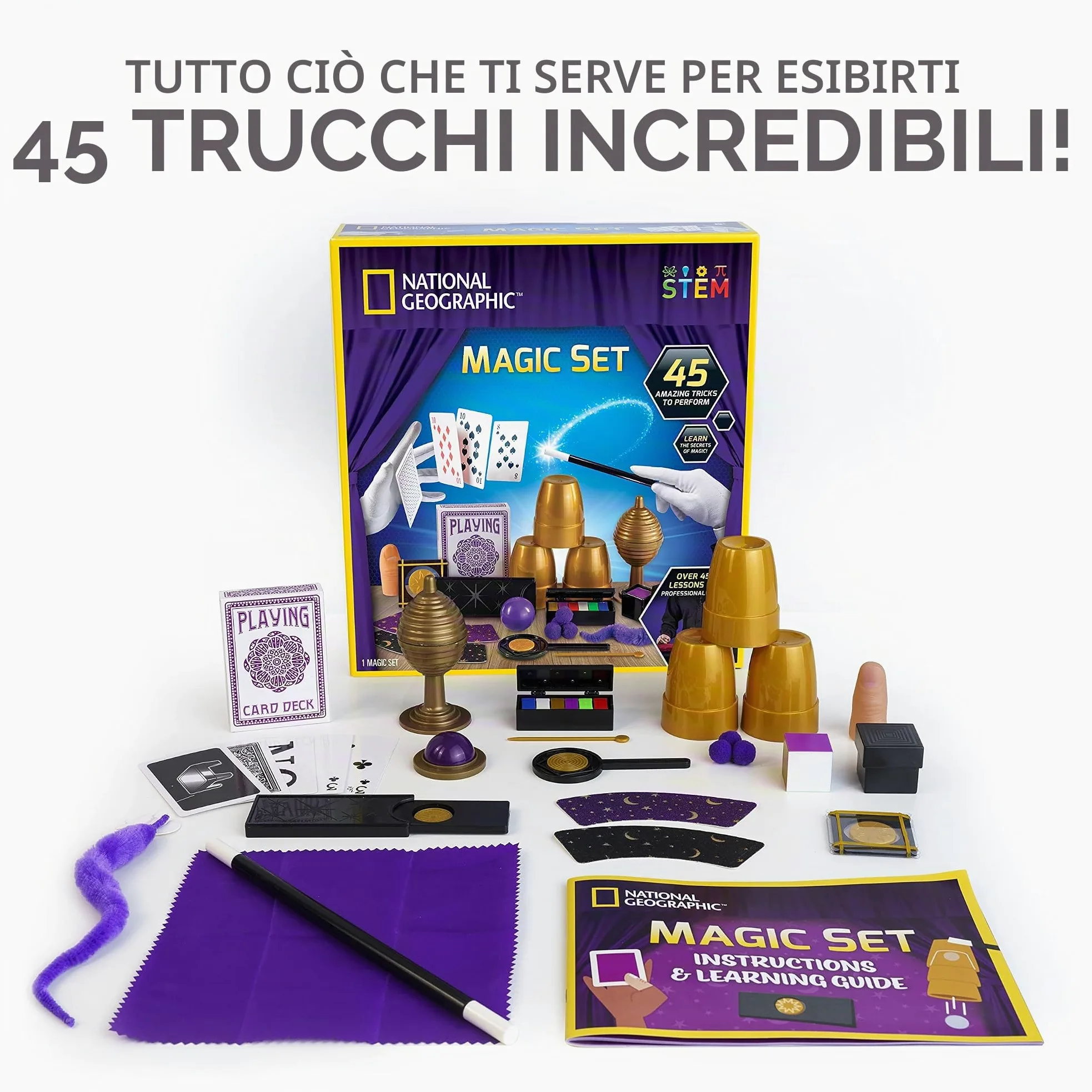 National Geographic Kids Magic Set - 45 trucchi magici per bambini da eseguire con istruzioni video passo passo per ogni trucco fornito da un mago professionista, giocattoli per ragazzi e ragazze