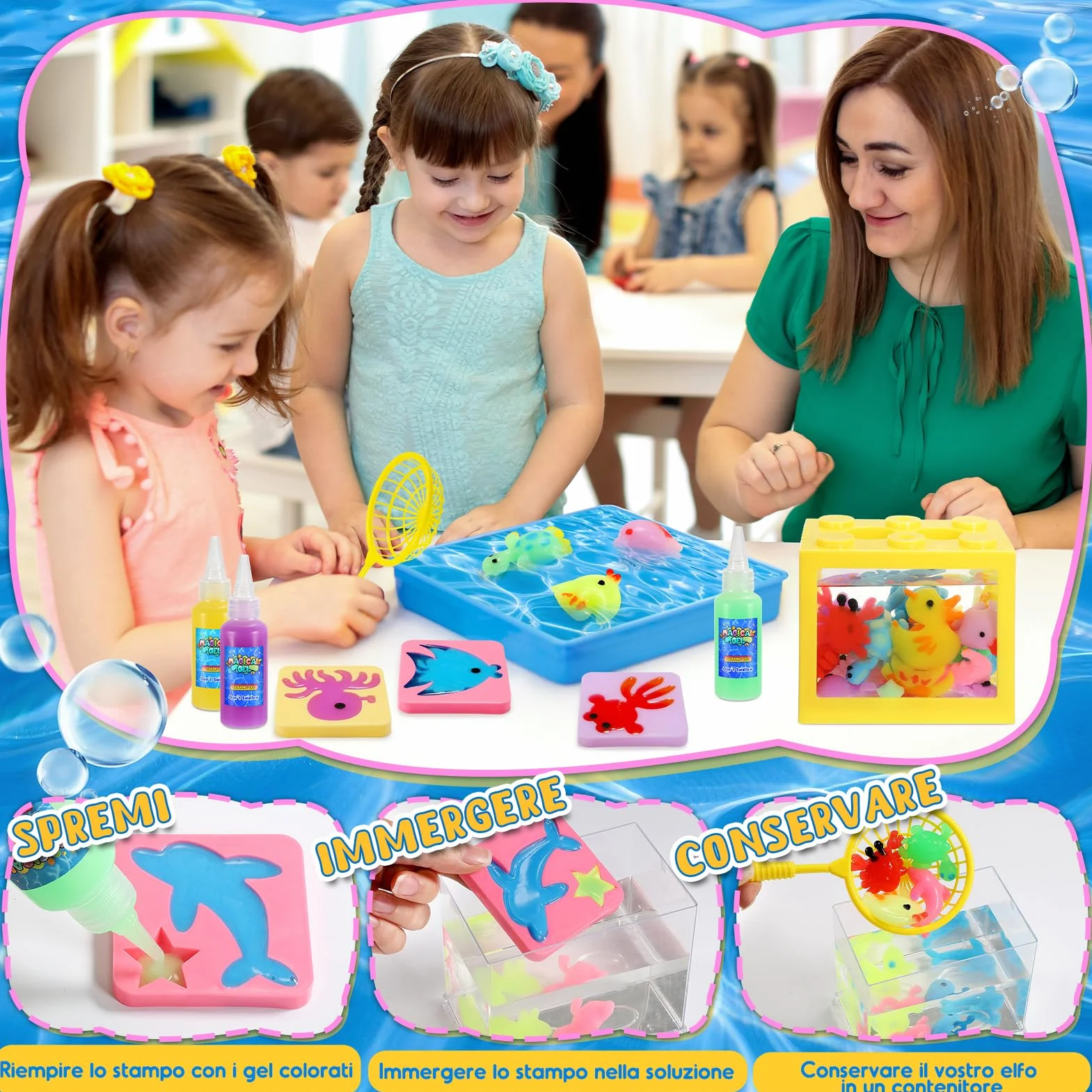 Gel Magico per Creare Folletti d'Acqua Giocattolo Bambini 5-9 Anni Regalo Bambina Giochi da Spiaggia Giardino