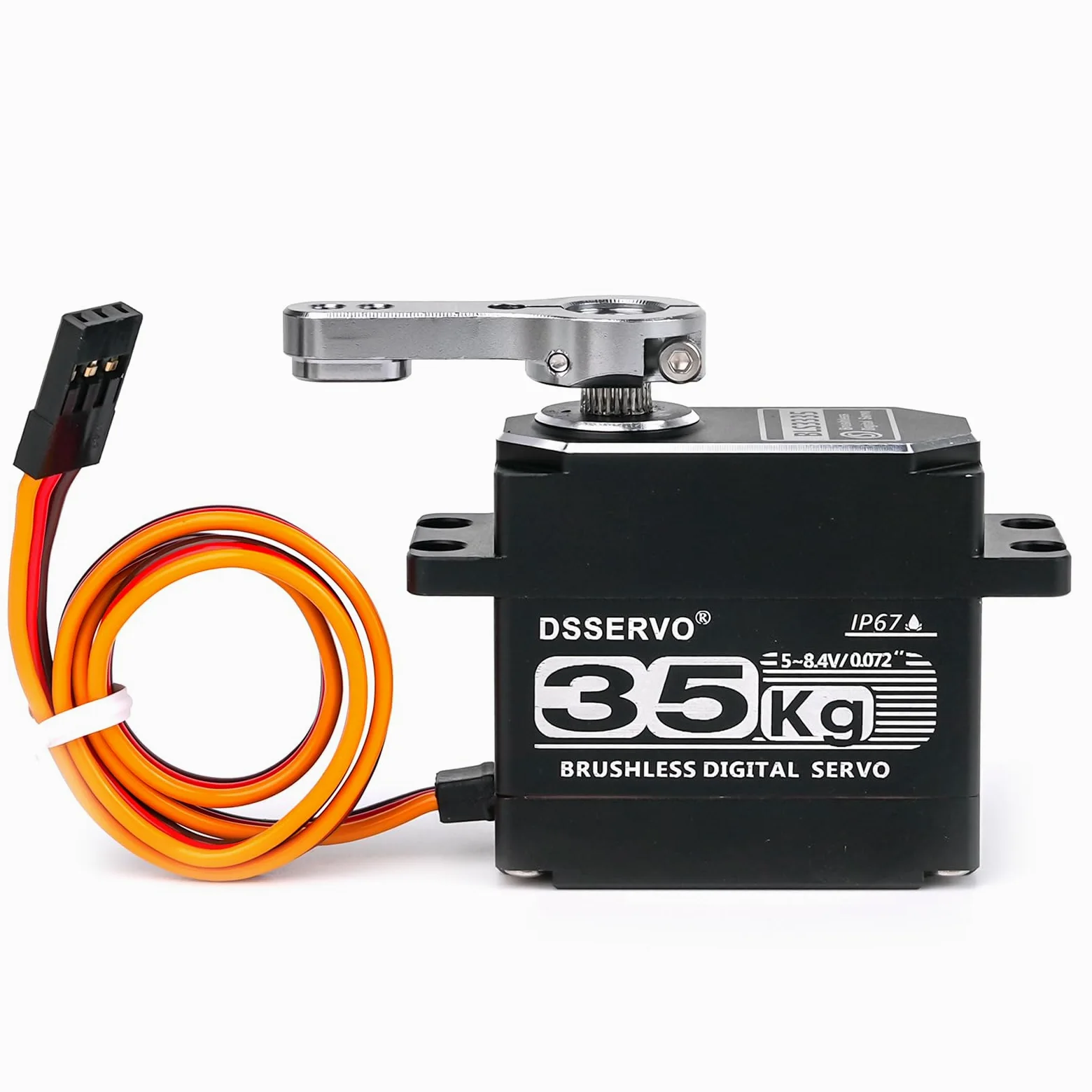 Servo RC High Torgue da 35 kg, servo digitale brushless da 7,4 V, motore digitale completamente in metallo, 8,4 V impermeabile con corno servo 25T, per auto, robot, Arduino, elicottero