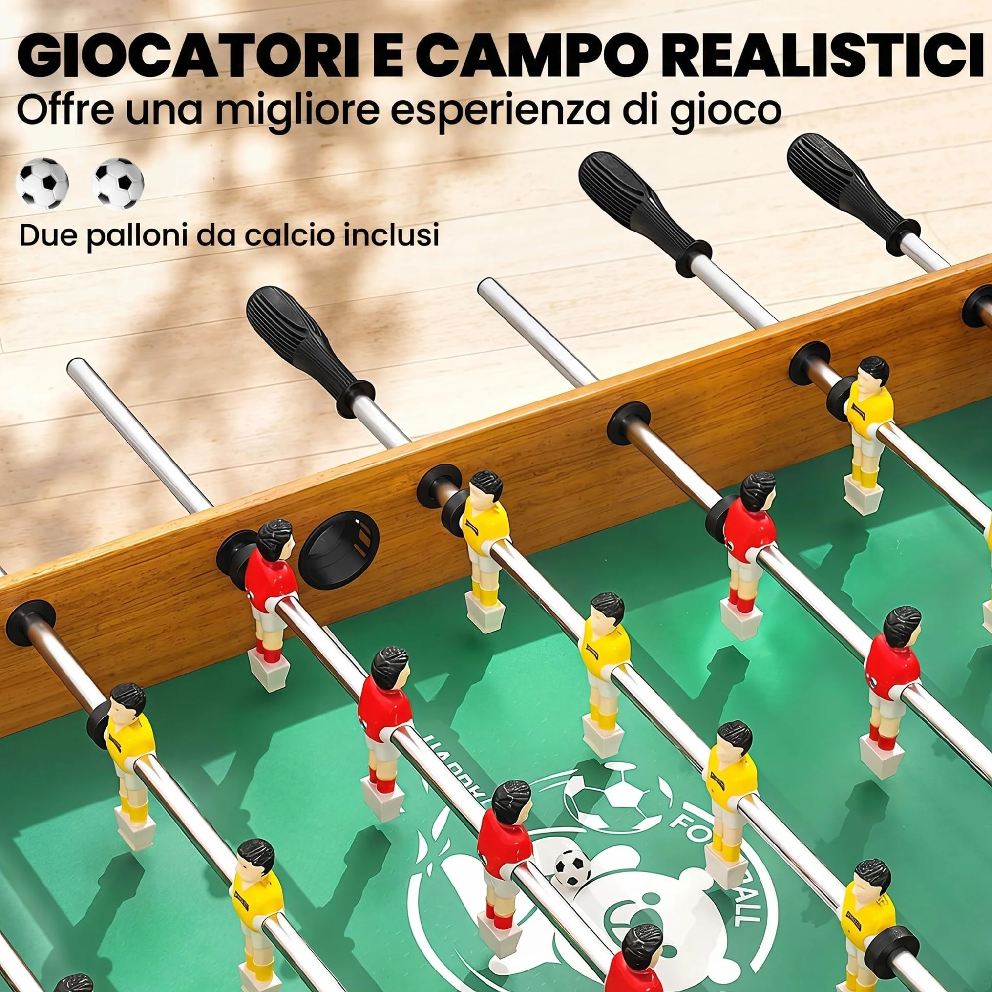 HOMCOM Biliardino Calcio Balilla per Bambini con Manopole Antiscivolo, Segnapunti e Palline Incorporate, 118x104x69cm