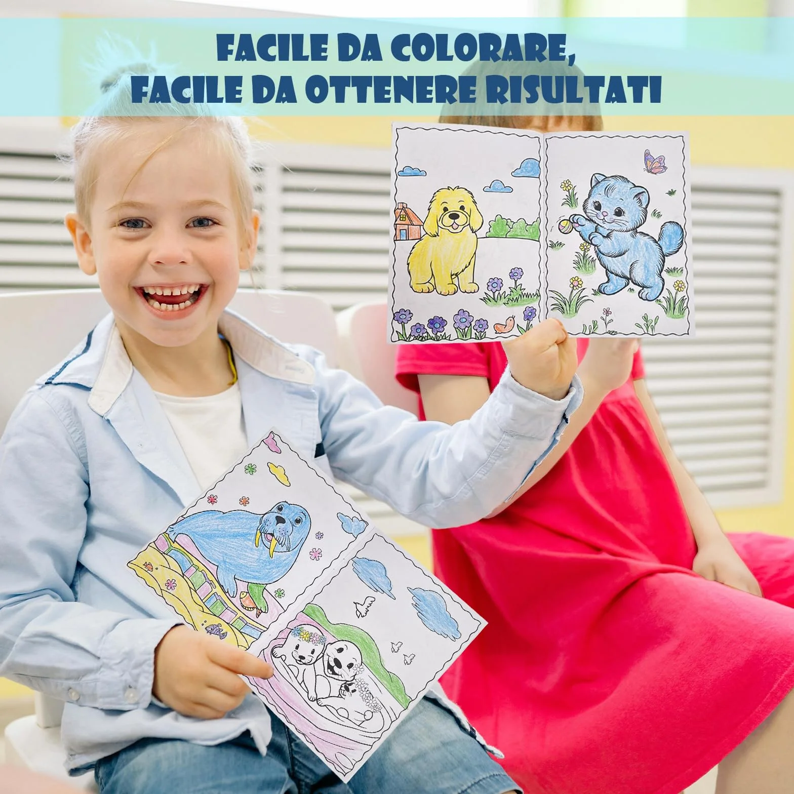 ICEPAPA, 12 Libri da Colorare e 12 Pastelli a Cera Impilabili (12 Colori in 1), Perfetti per Gadget Compleanno Bambini, Regalini e Fine Festa