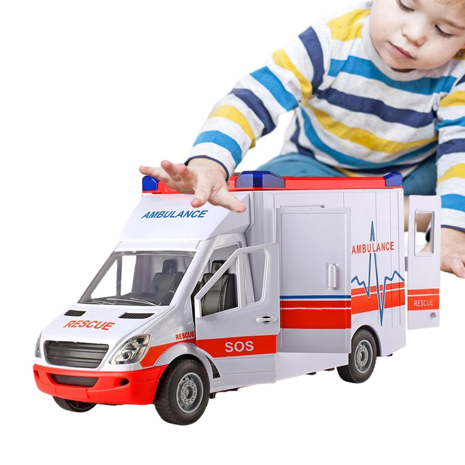 Auto Giocattolo 'ambulanza – Veicolo Di Salvataggio Con Effetti Luminosi E | Suono Della , Grandi Auto Di Lunga Durata | Giocare E Imparare Per Bambini Set Di D
