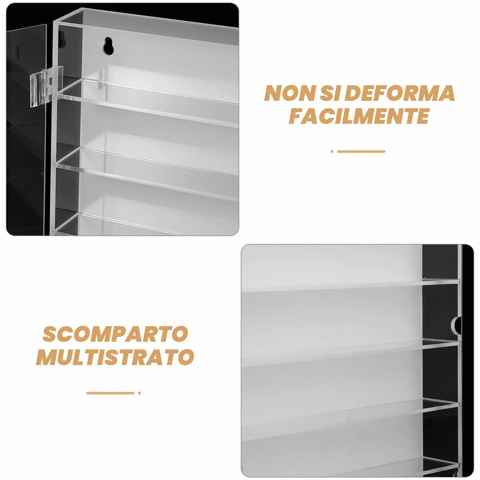 ERINGOGO Vetrina Espositiva in Acrilico Bianco a 5 Livelli per Modellini | Scomparti Individuali, Design Trasparente, Montaggio a Parete per Hobby Room