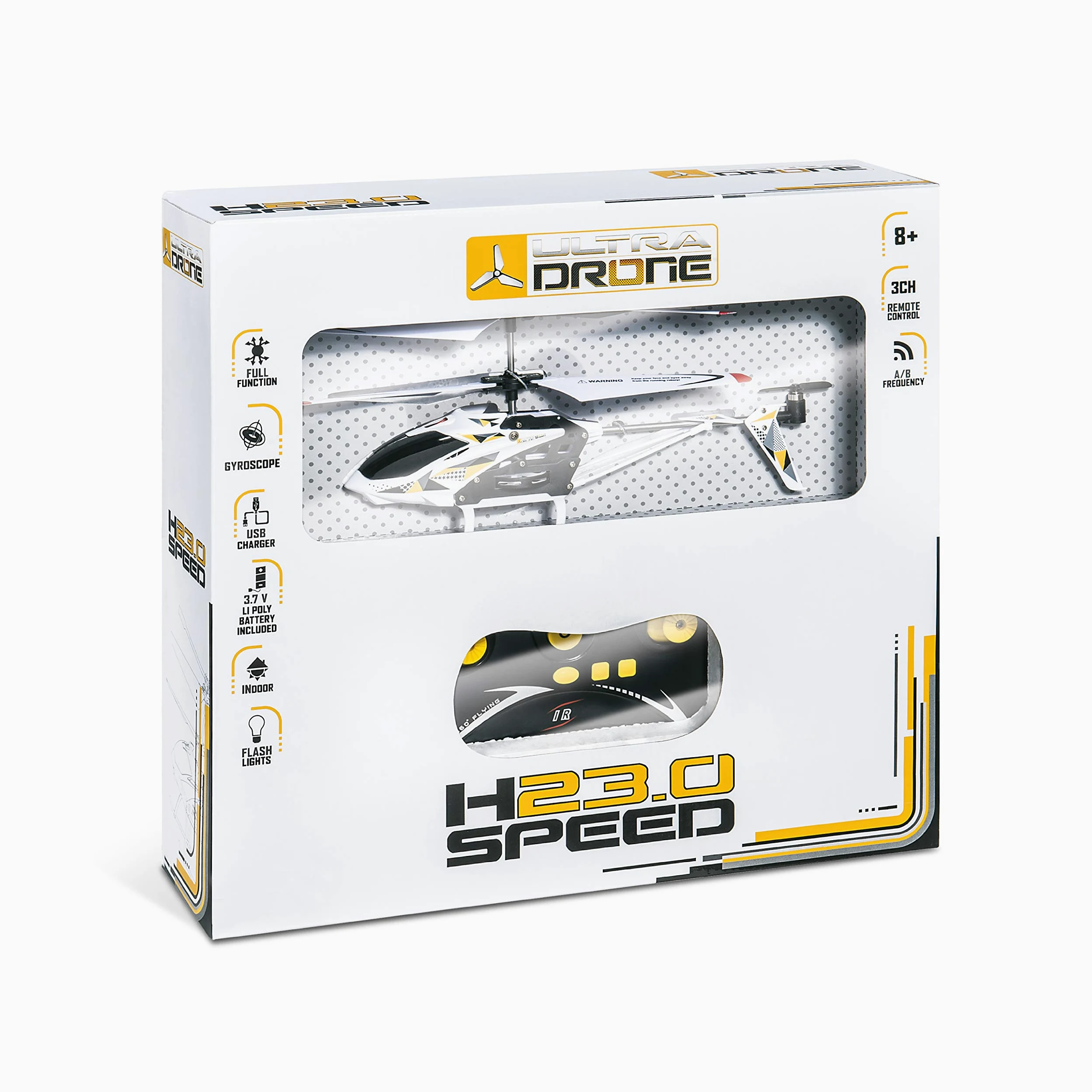 Mondo Motors - Elicottero H23.0 - SPEED Ultradrone Telecomandato a Raggi Infrarossi - Giroscopio Integrato - Alta Stabilità - 3 Canali - Resistente agli Urti - Regalo per Bambini - 63268