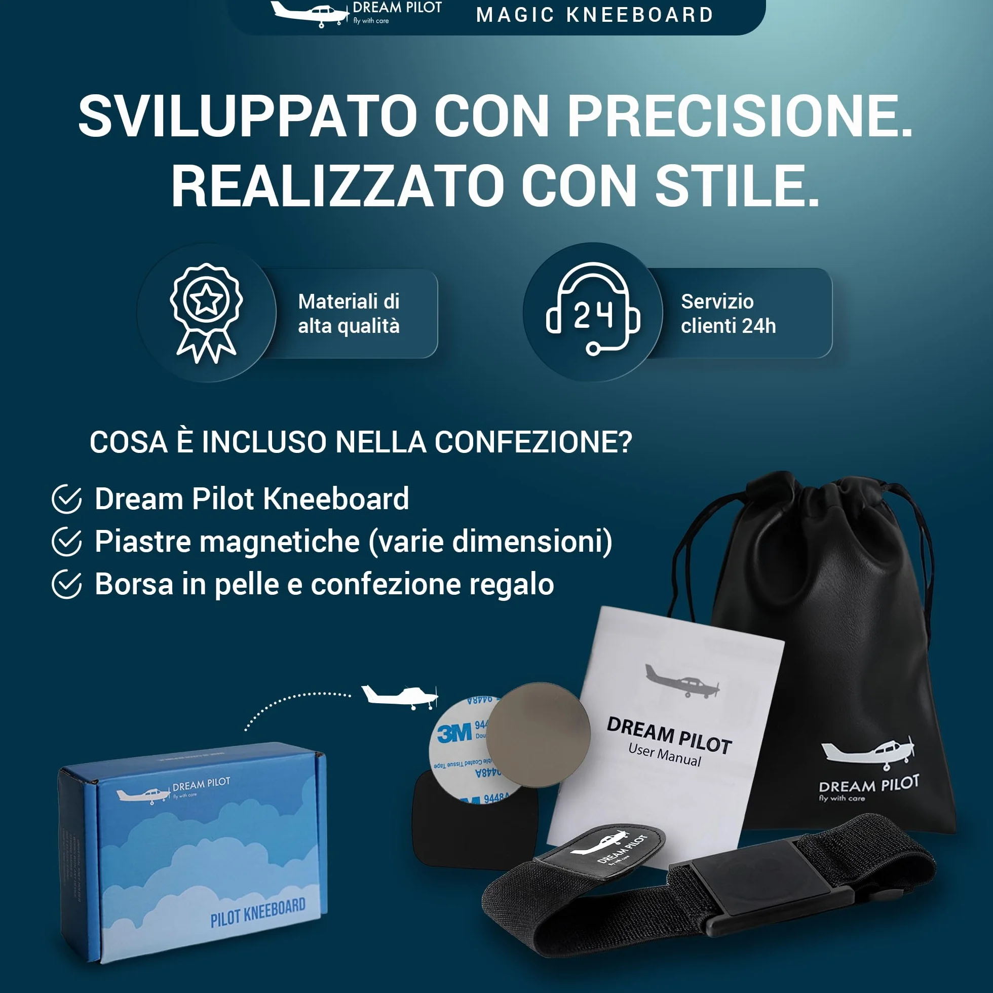 Dream Pilot Kneeboard per iPad, iPad mini, iPhone, qualsiasi smartphone Android, qualsiasi tablet, soluzione universale - sottile, stabile, design certificato MIL-STD 810G