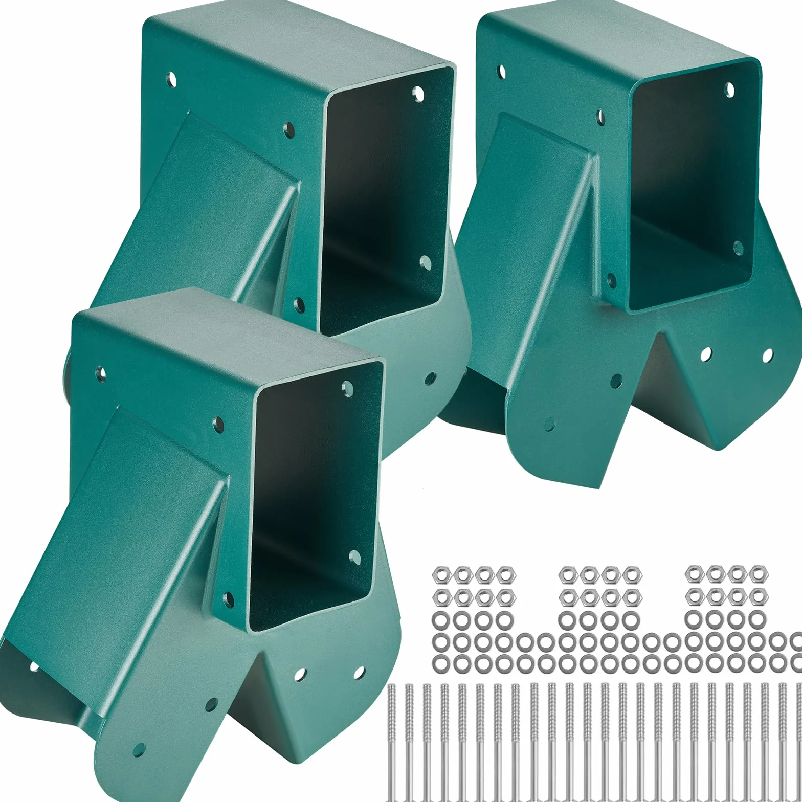 VEVOR Set di Connettore per Altalena 3 Pezzi, Attrezzatura di Connettore 3 Pezzi per Altalena in Acciaio al Carbonio Supporto Medio per Trave in Legno Palo Accessori di Montaggio 10,2 x 10,2 cm, Verde