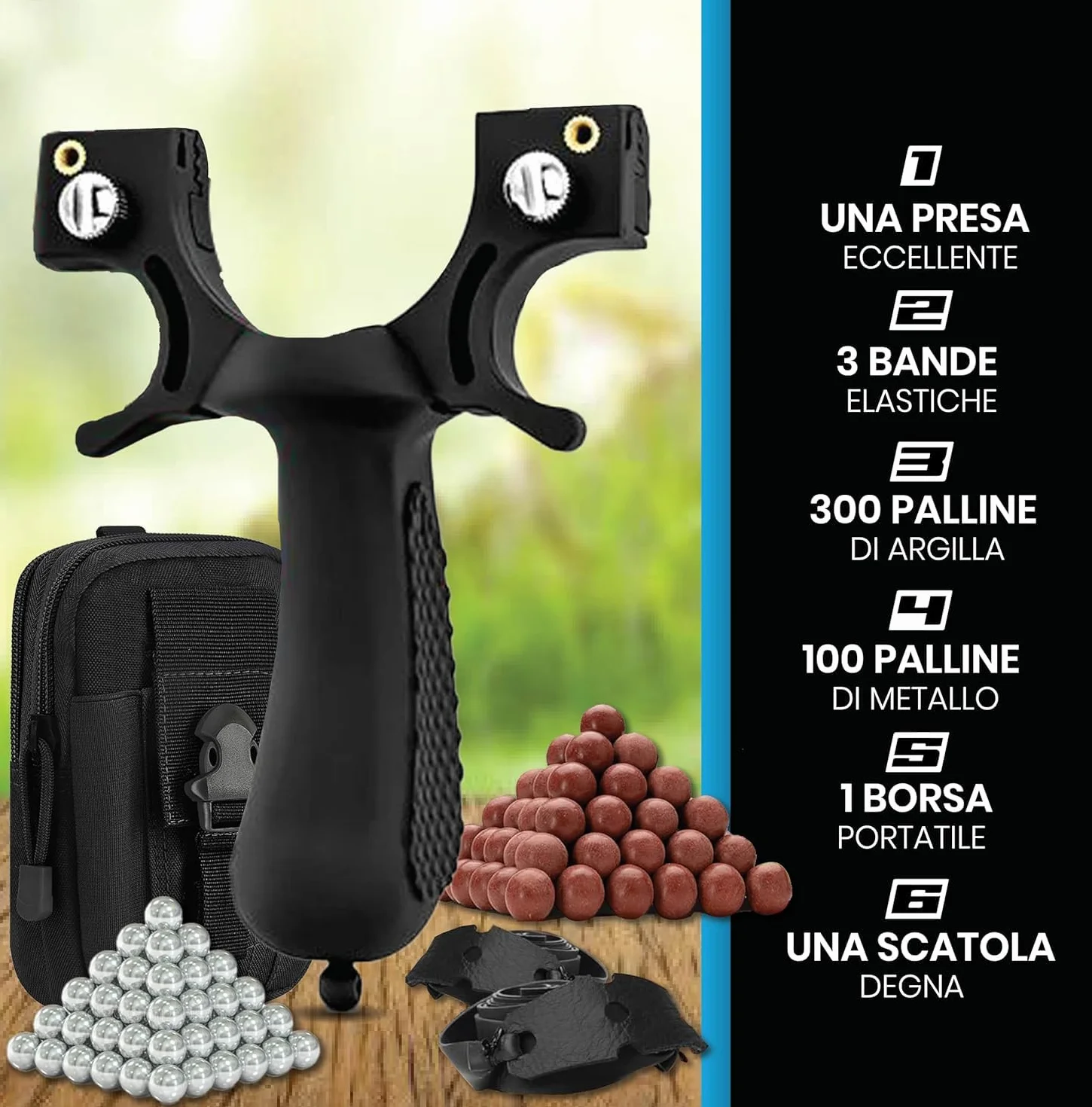 Dispositivo Sportivo - 3 Fasce Elastiche - 400 Palline Argilla e Acciaio – Borsa Portatile- Idea Regalo – Gioco all’Aperto Professionale di precisione