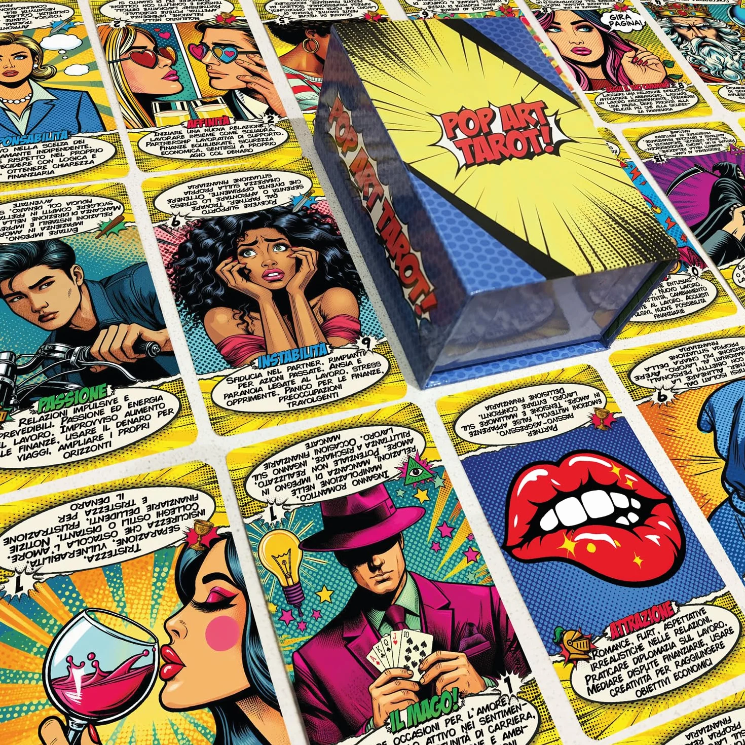 Tarocchi Pop Art – Carte Italiane con Significato e Manuale per Principianti e Avanzati – Scatola Magnetica Regalo 400gsm