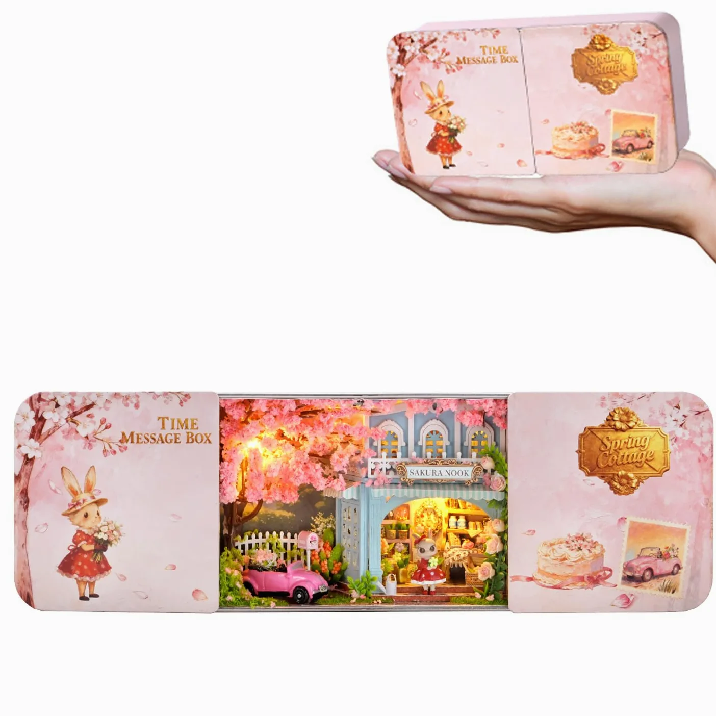 Kit fai da te per casa in miniatura, per adulti, scatola di ferro, kit per casa giocattolo, mobili in miniatura, regalo creativo per San Valentino e matrimonio (3 pezzi)