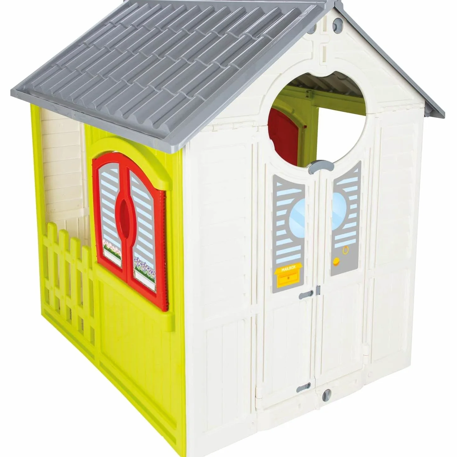 Sport1 Cottage casetta da giardino per bambini pieghevole. Casetta per bambini da giardino/interno. Casa per bambini in plastica. Facile montaggio. Porta e finestre apribili. Dim. 110X92X109cm.