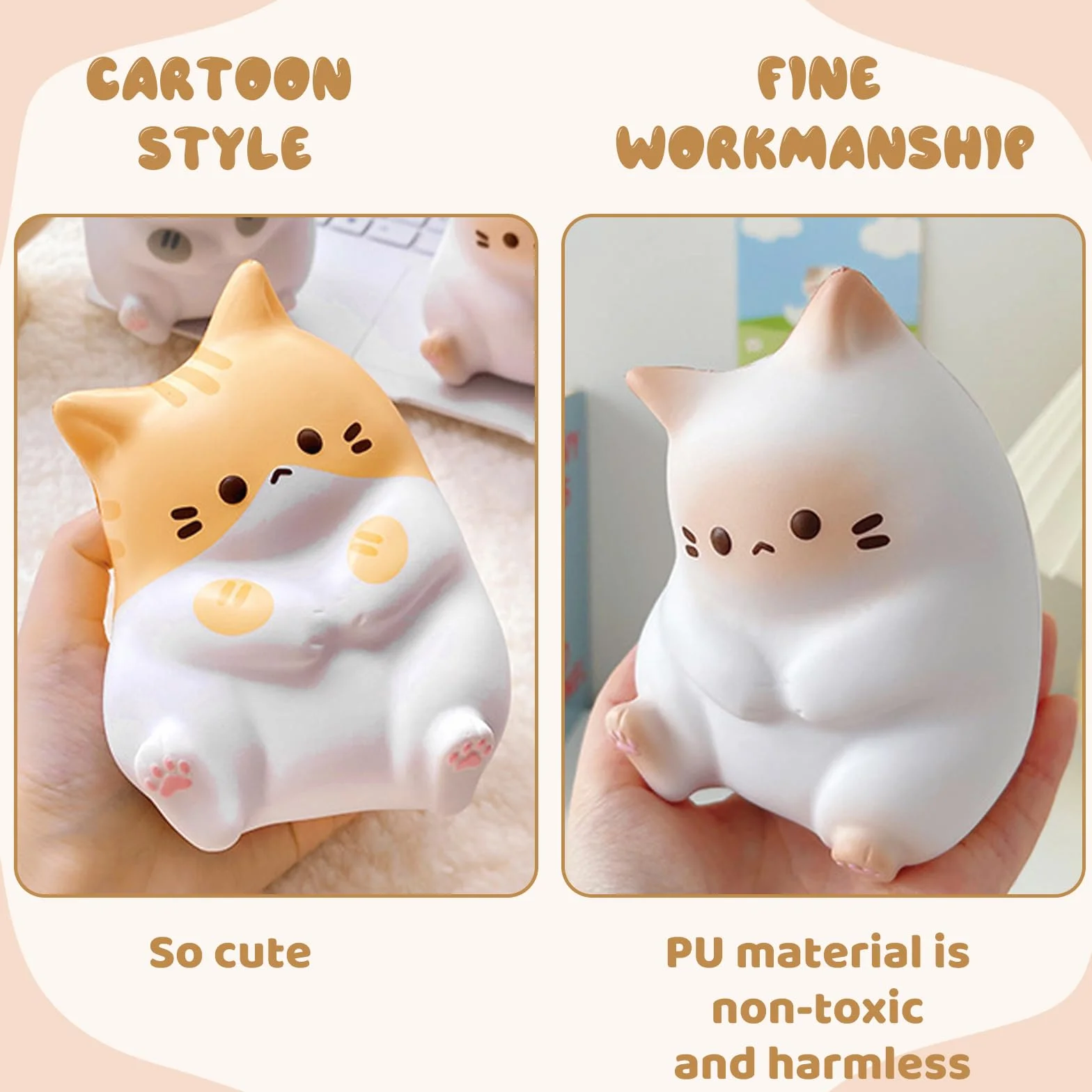 Mochi Squishy Giocattoli da Schiacciare Kawaii Squeeze Toys Antistress 3 Pezzi