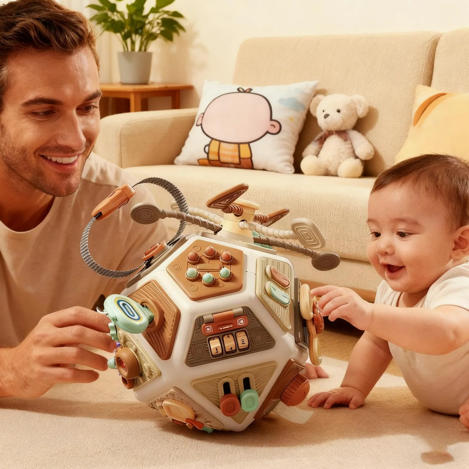 Generisch Giocattoli educativi a forma di cubo occupato, materiale ABS TPE PP | Motore fine | Giocattolo per abilità, giocattolo sensoriale da viaggio, cubo di attività di apprendimento, per bambini dai 6 mesi in su