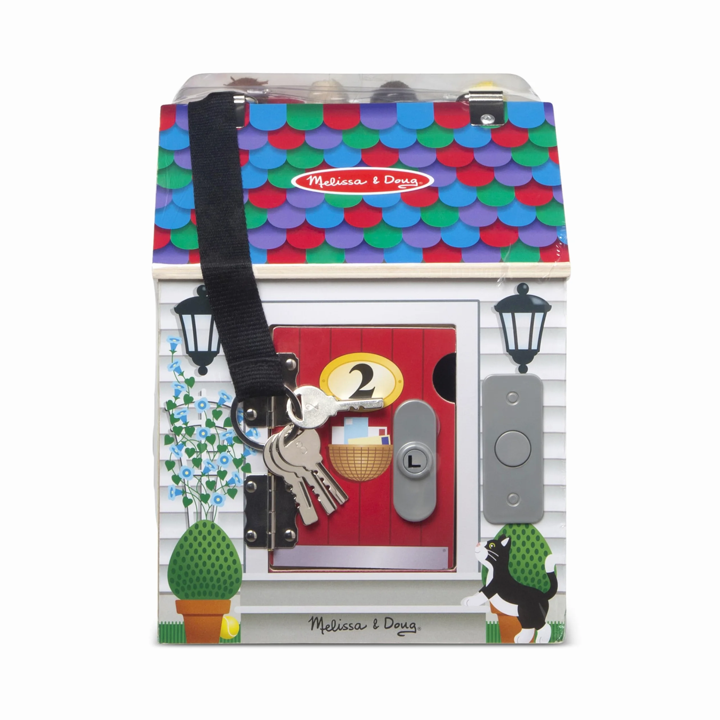 Melissa & Doug Casa delle Bambole Portatile in Legno con Campanelli - da Gioco, Gioco Montessori, in Legno Snodate, Regalo per Bambine e Bambini, 3+ Anni