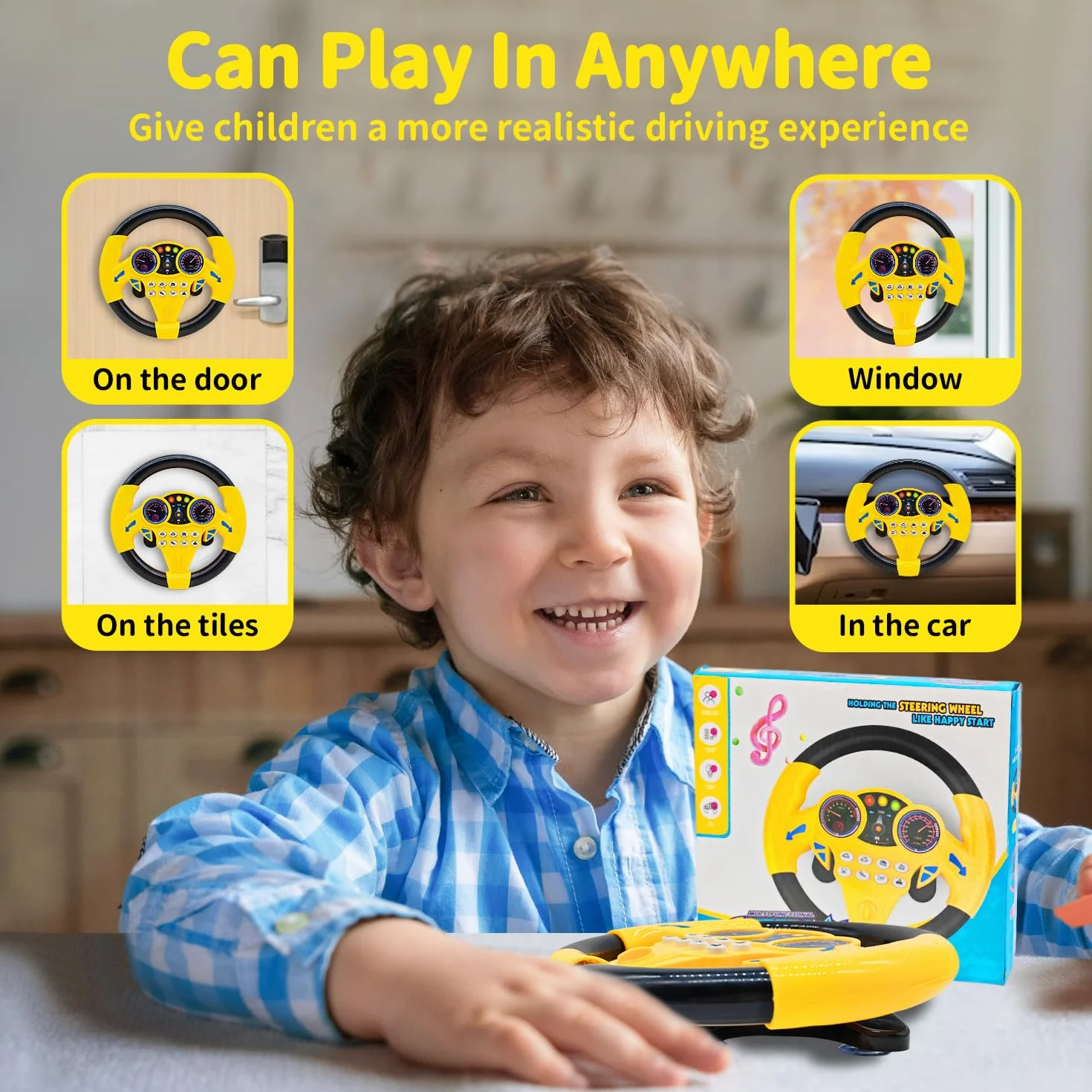 Giocattoli Volante Bambini, Controller Guida Portatile Simulato, Giocattolo Educativo Regalo (Giallo)