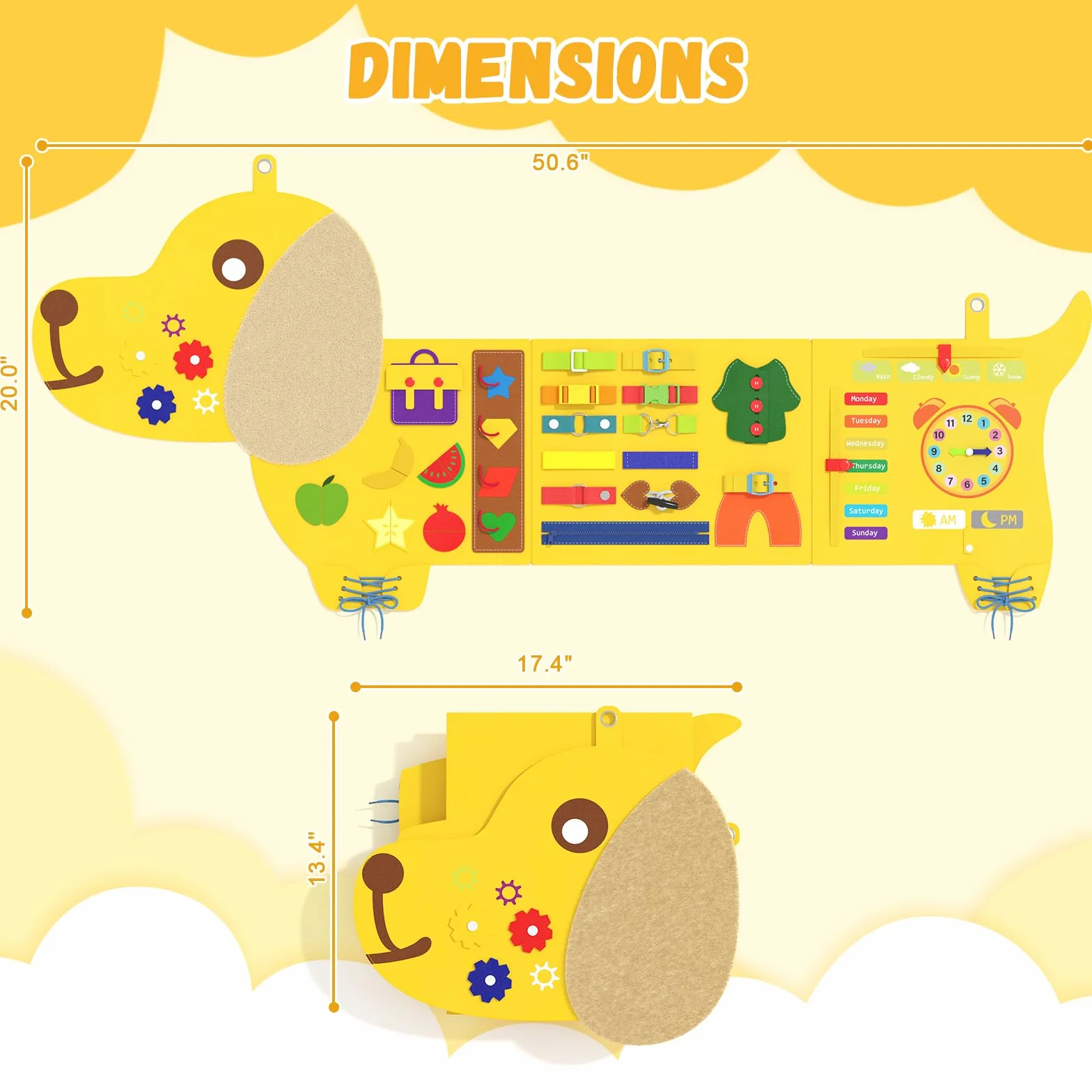 Giocattolo da parete per bambini, sensoriale Montessori Busy Board, cubo di attività in feltro per bambini, giocattolo sensoriale montato a parete, regalo per ragazzi e ragazze, 3-6 anni