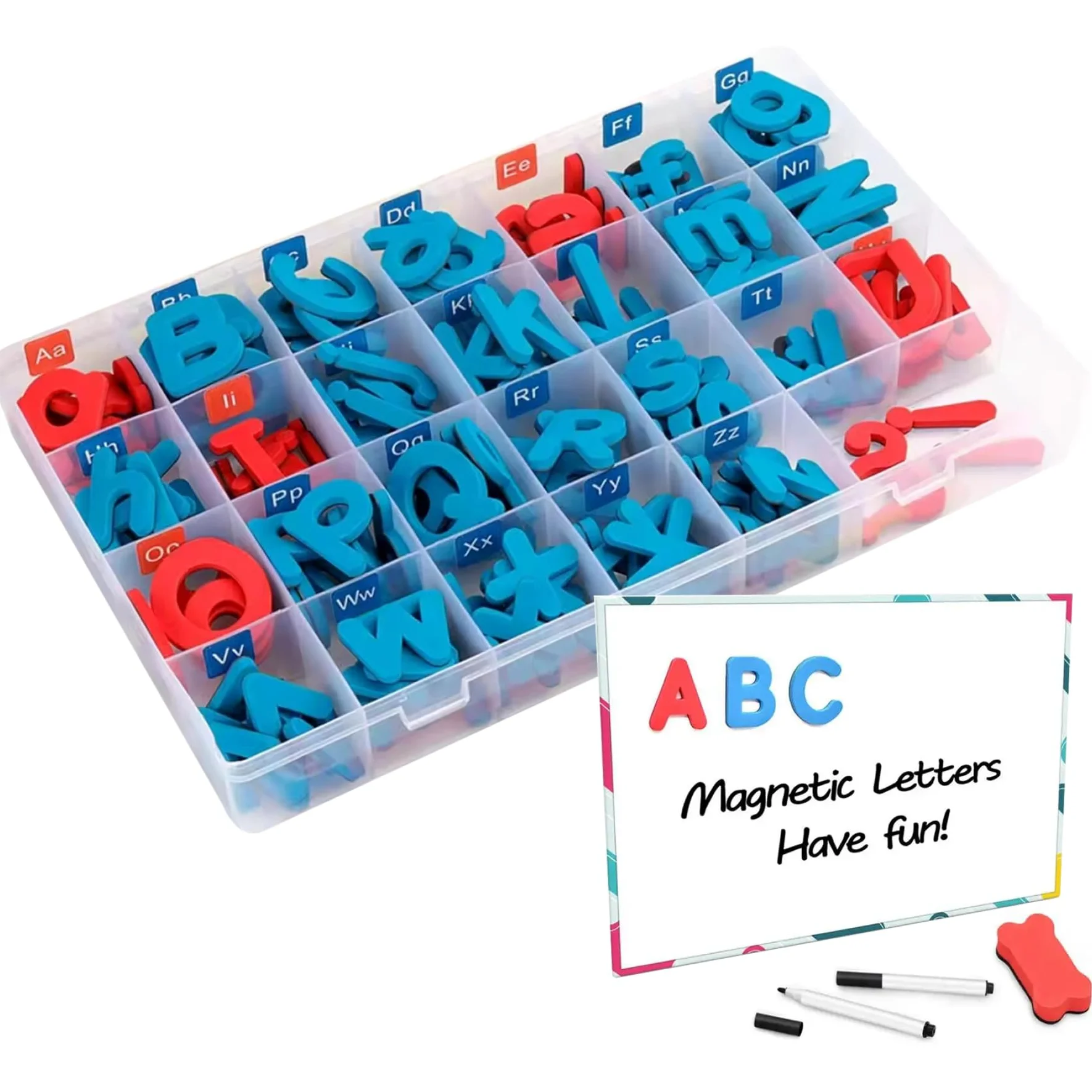 Lettere alfabetiche magnetiche da 208 pc impostano lettere magnetiche a touch soft con vocali rosse e consonanti blu magneti alfabeti educativi impostati per l'ortografia e l'apprendimento del vocabo