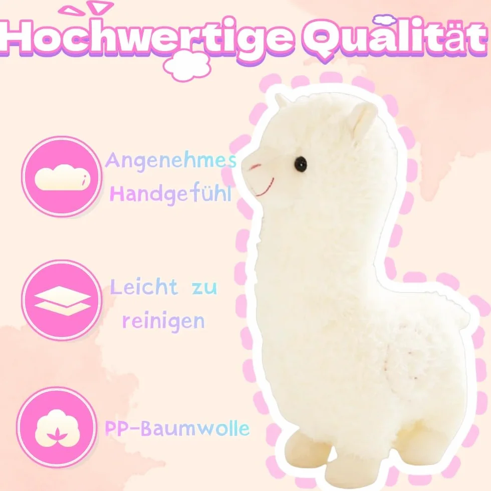 Stand alpaca peluche, alpaca bianco coccolone, lama peluche regalo per i bambini ragazze amanti