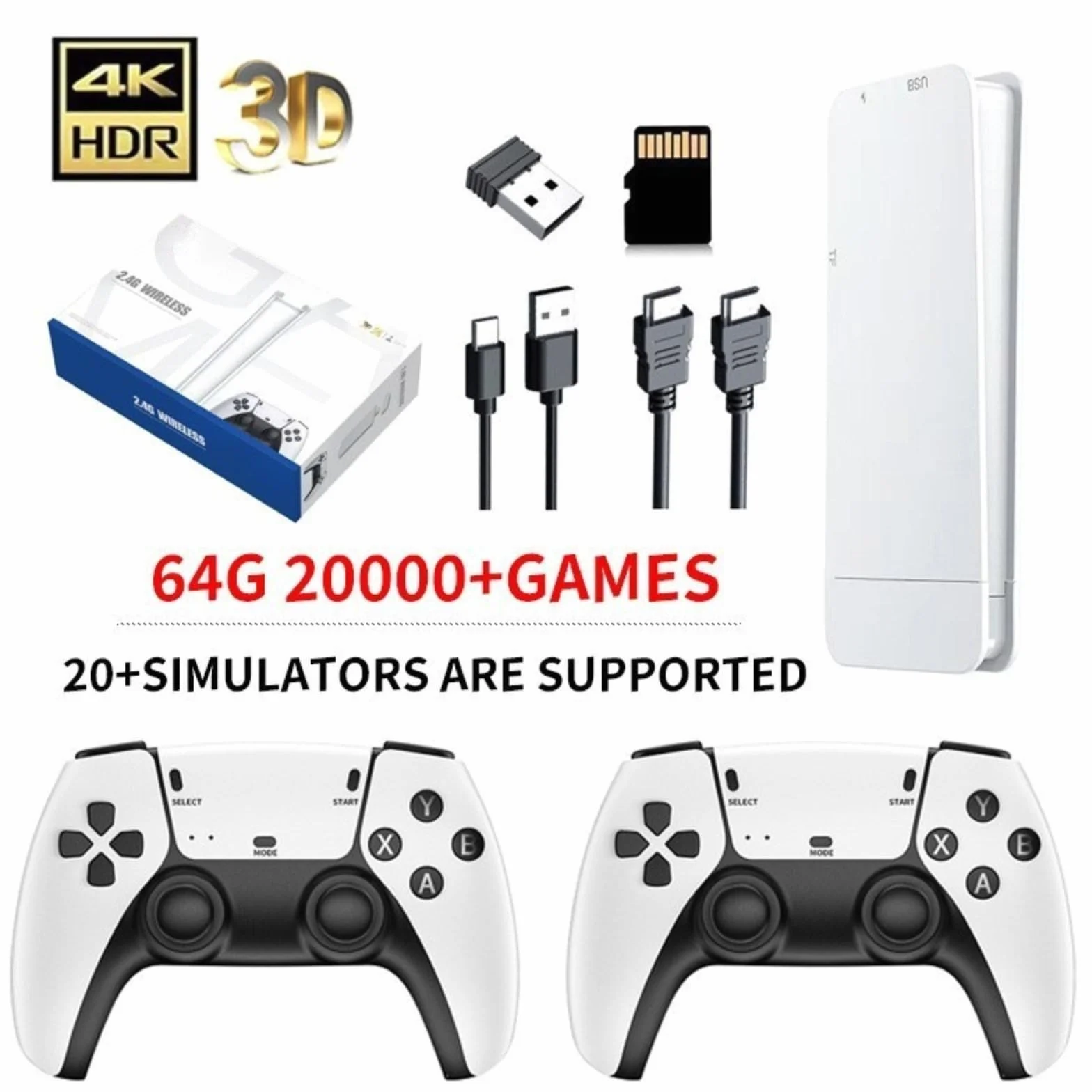 Console per giochi arcade retrò wireless 4K HD M15 2.4 GHz, doppia connessione HDMI HD per TV, oltre 20.000 giochi integrati, console di gioco retrò per due giocatori a casa