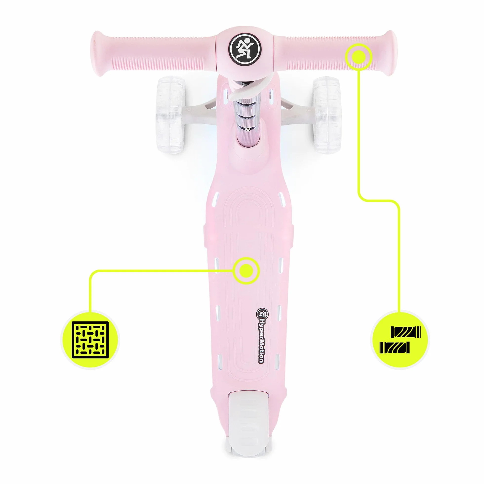 HyperMotion- Monopattino a tre ruote per bambini, 3-8 anni, con illuminazione