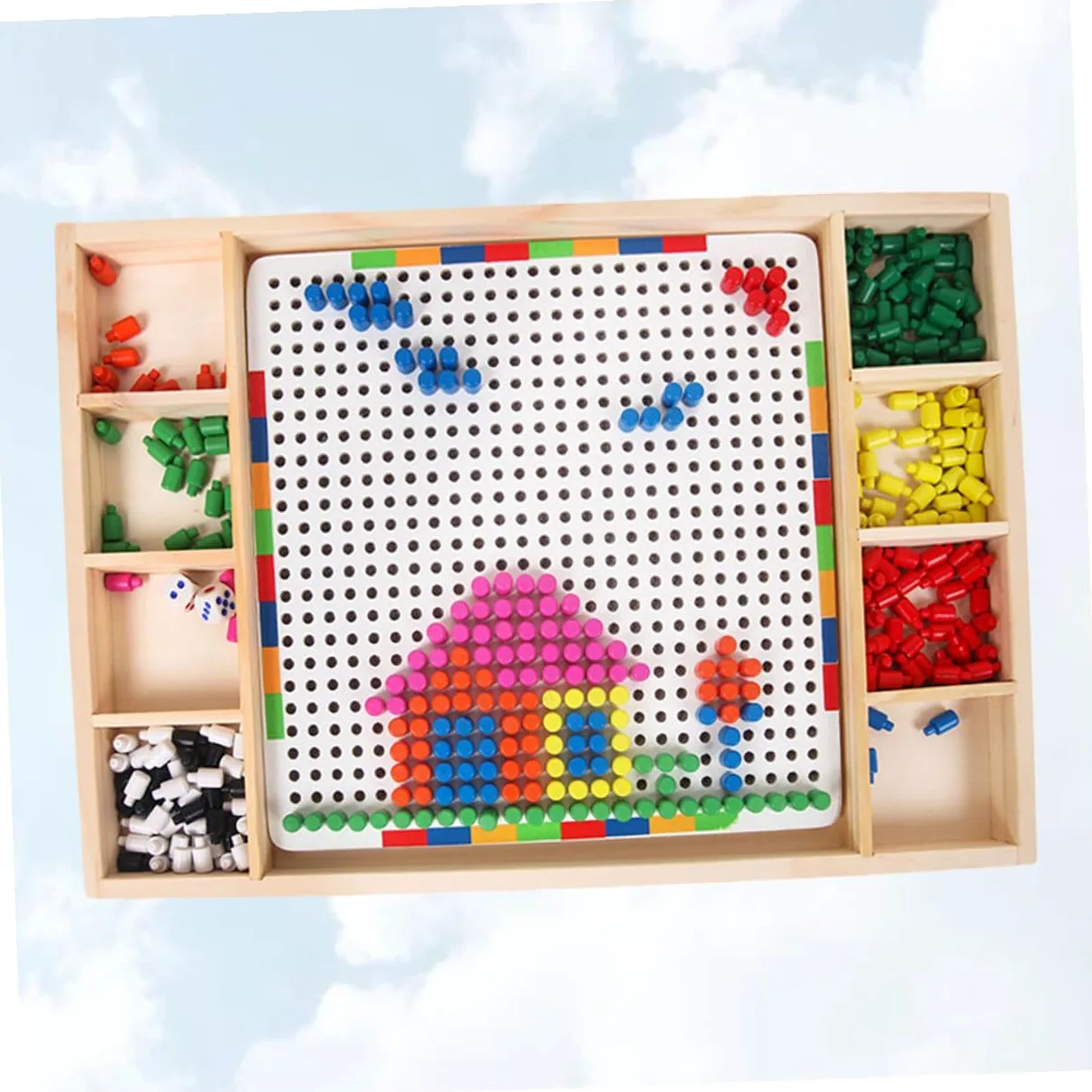 SOIMISS Gioco Educativo Chiodini a Forma di Fungo per Bambini, in Plastico Bianco, Arricchisce Creatività e Immaginazione, per Compleanni e Vita Quotidiana