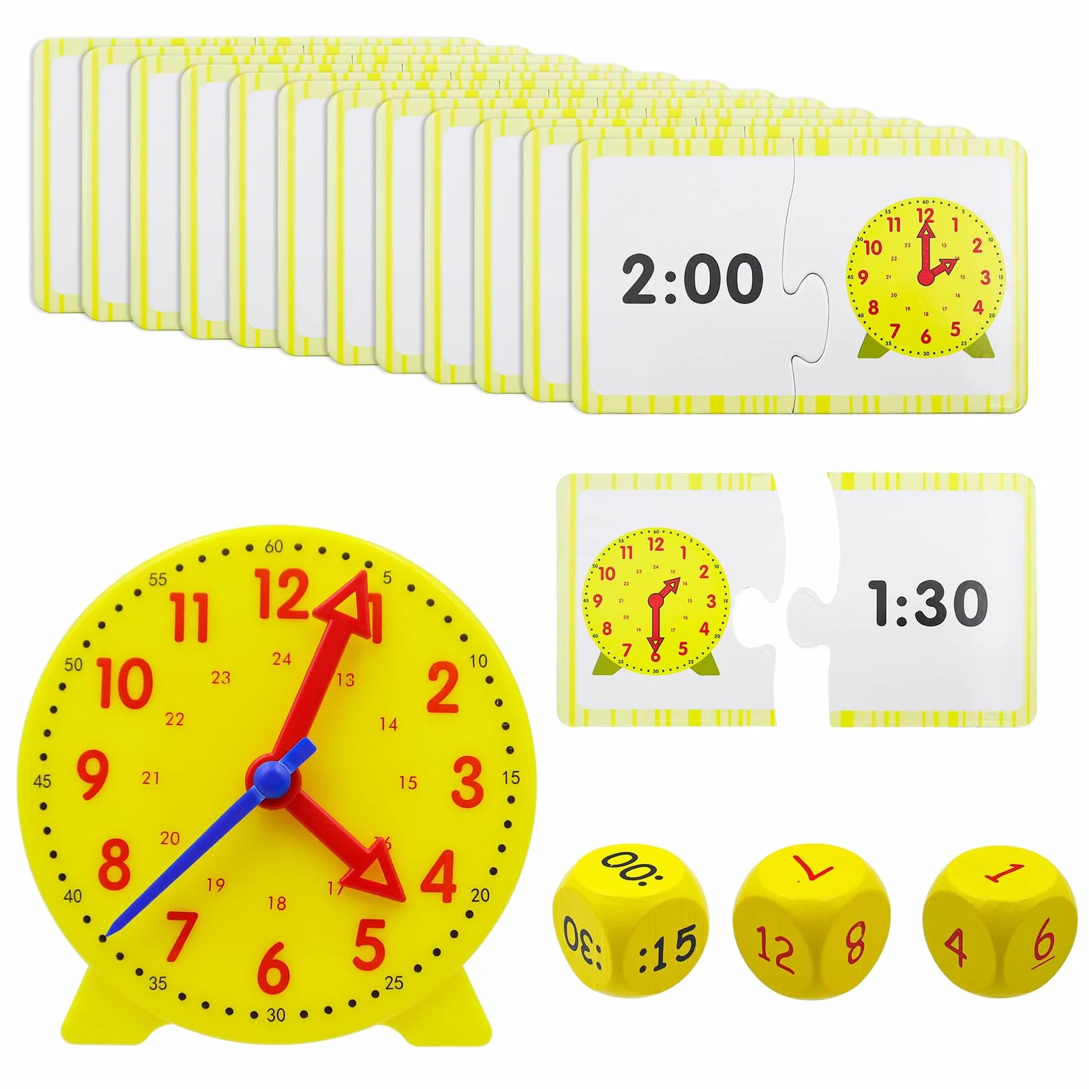 1 Set Modello di Orologio didattico, Orologio di apprendimento, Apprendimento Giochi Matematica Orologio di,Gioco Orologio Bambini Adatto a Bambini