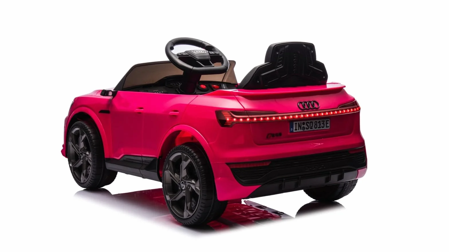 TOYSCAR Auto Macchina Elettrica per Bambini 12V Audi SQ8 e-Tron Sedile Pelle con TAPPETINI Telecomando Cintura di Sicurezza Porte Apribili (Rosa)