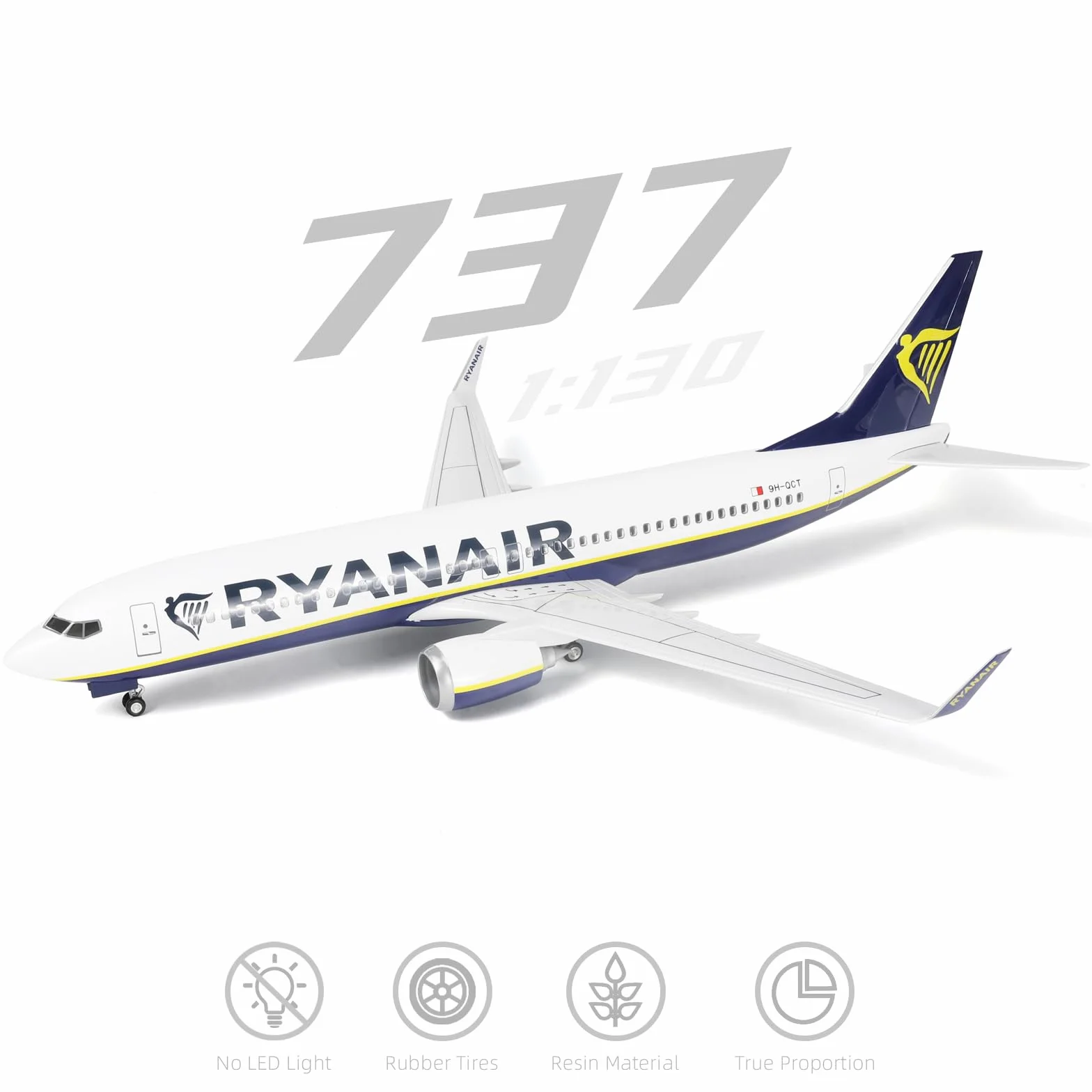 Modello di aereo Ryanair in metallo pressofuso 1/85 737 con cavalletto 45,7 cm decorazione scrivania regalo aviazione