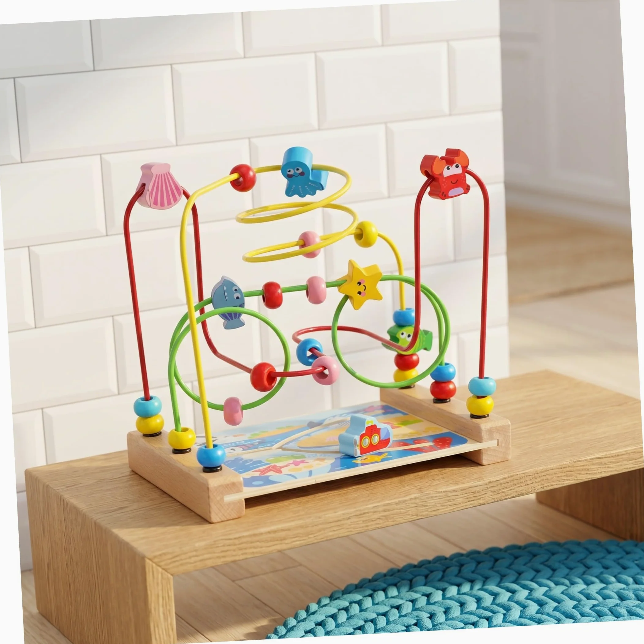 VANZACK Labirinto per Perline Bead Maze Roller in Legno 1 Pezzo | Giocattolo Educativo Precoce, Decorazioni Scuola, Compleanno e Festività