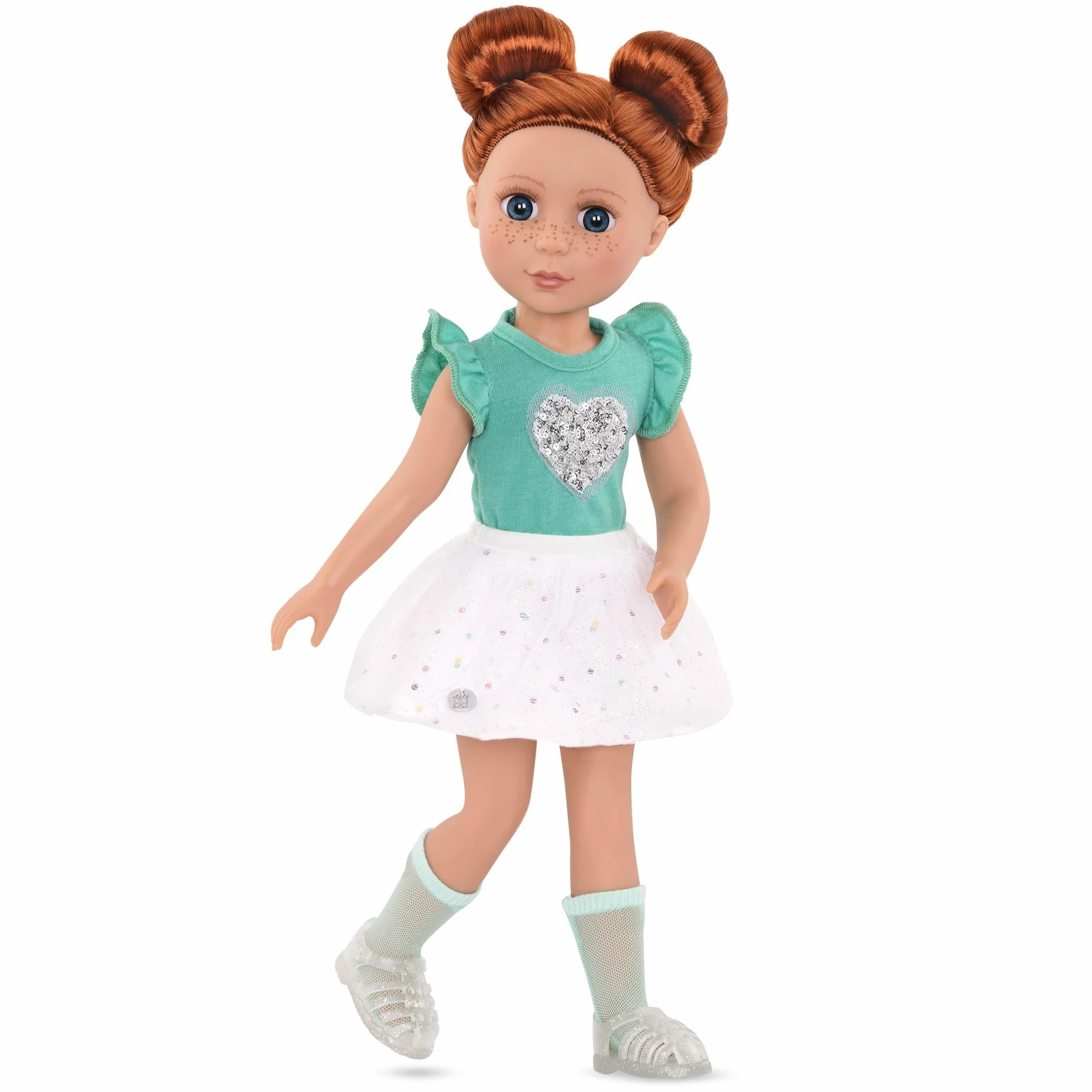 Glitter Girls - Scintillante con stile! - Vestiti per bambole Glitter Girls - Abito con cuore scintillante - Top e gonna con volant - Accessori per bambole da 36 cm - 3 anni +