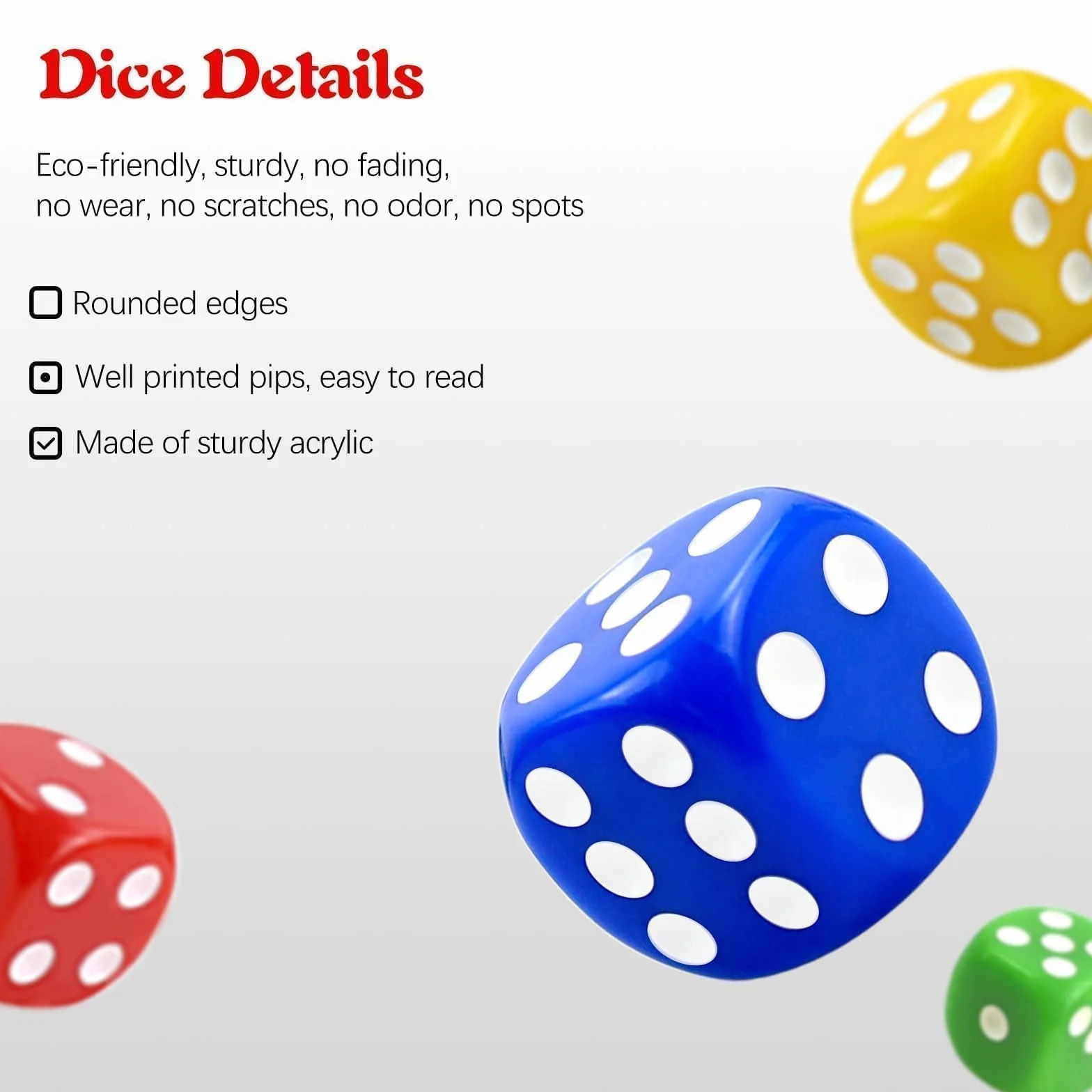 30 Pezzi Dadi Colorati a 6 Facce,22mm D6 dadi in acrilico ,6 Facce Game Dice a cubetti in acrilico con sacchetto a cubo nero,per Poker,Giochi da Tavolo, Giochi con Dadi e Matematici ,poker