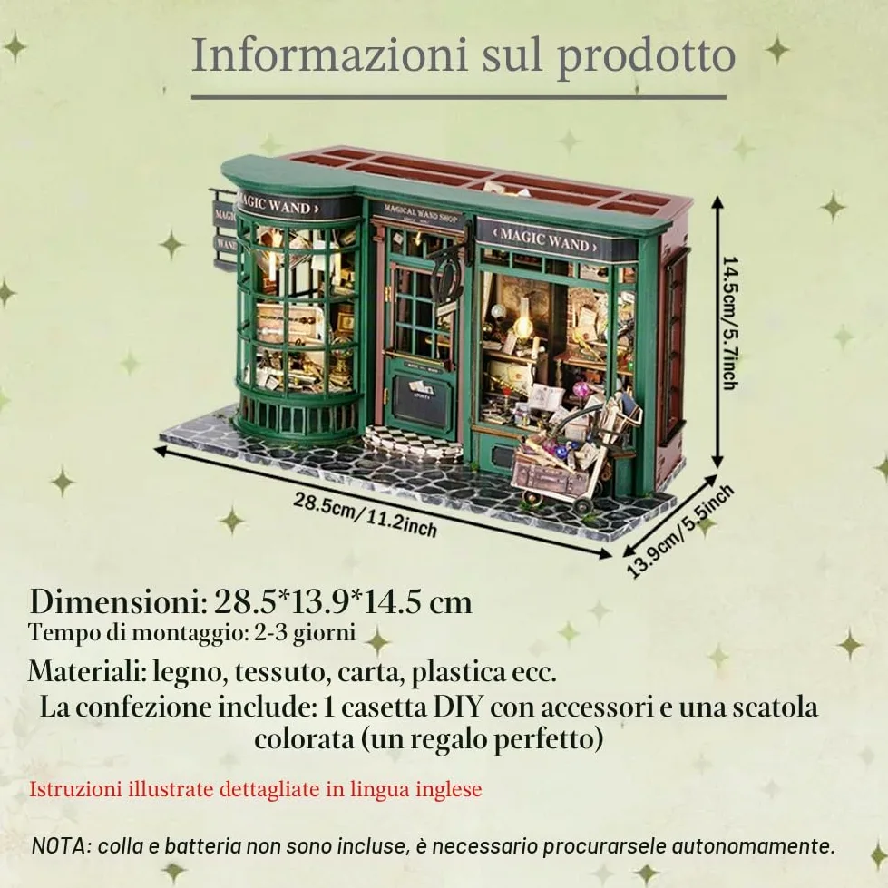 Magic Shop - Casa delle bambole con copertura antipolvere, kit di mobili per la casa delle bambole in miniatura, scala 1:24, regalo creativo per bambini, adolescenti, regalo di compleanno